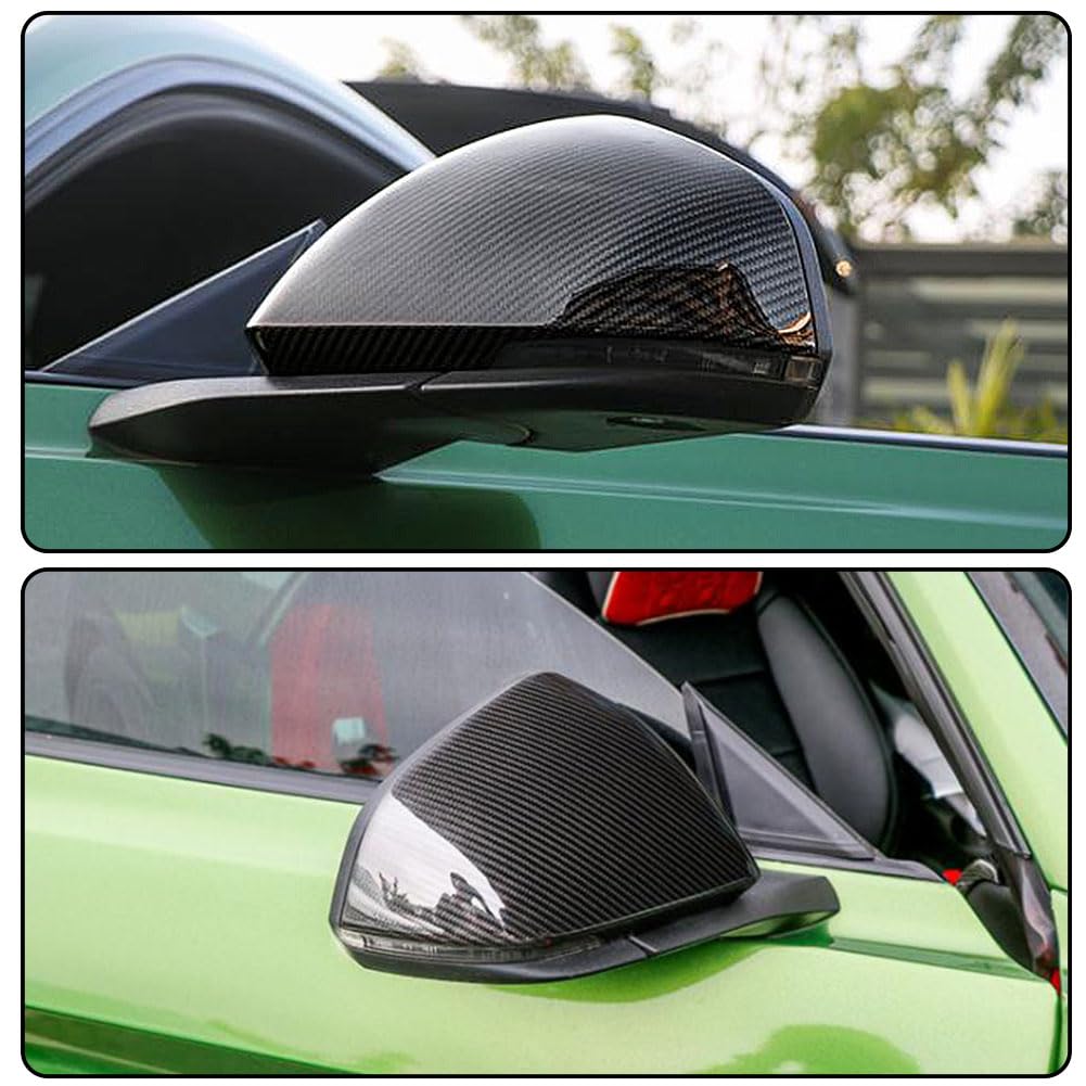 MCARCAR Carbon Fiber Mirror Cover for Ford Mustang GT 2015-2019 | Side Rearview Mirror Caps with Turn Signal Hole | Exterior Upgrade for Coupe & Convertible Models | Durable CF Shell for Enhanced Style & Protection (Perfect for Car Shows & Daily Driving)