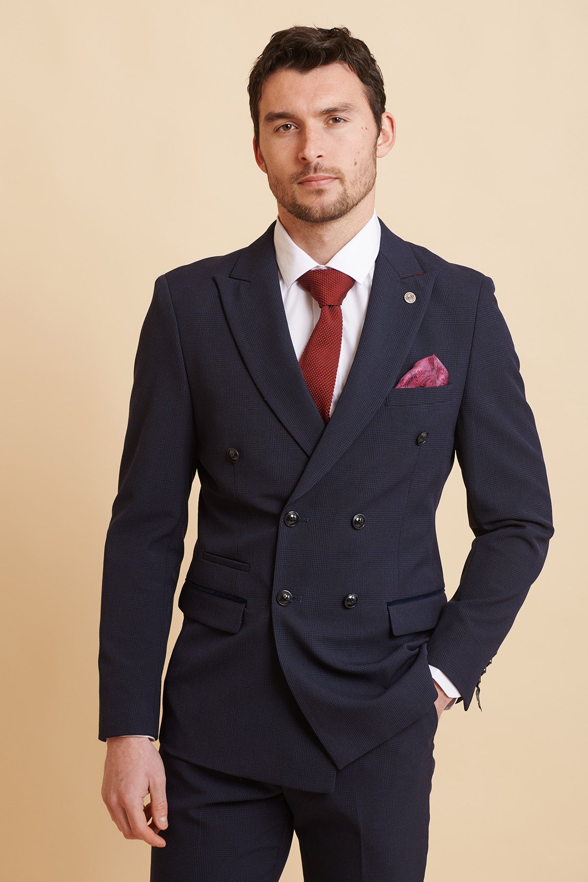 Premium BROMLEY Navy Double Breasted Suit for Men - Formal Business Attire Inspired by Jarrod Bowen - Perfect for Weddings, Office Meetings & Special Occasions