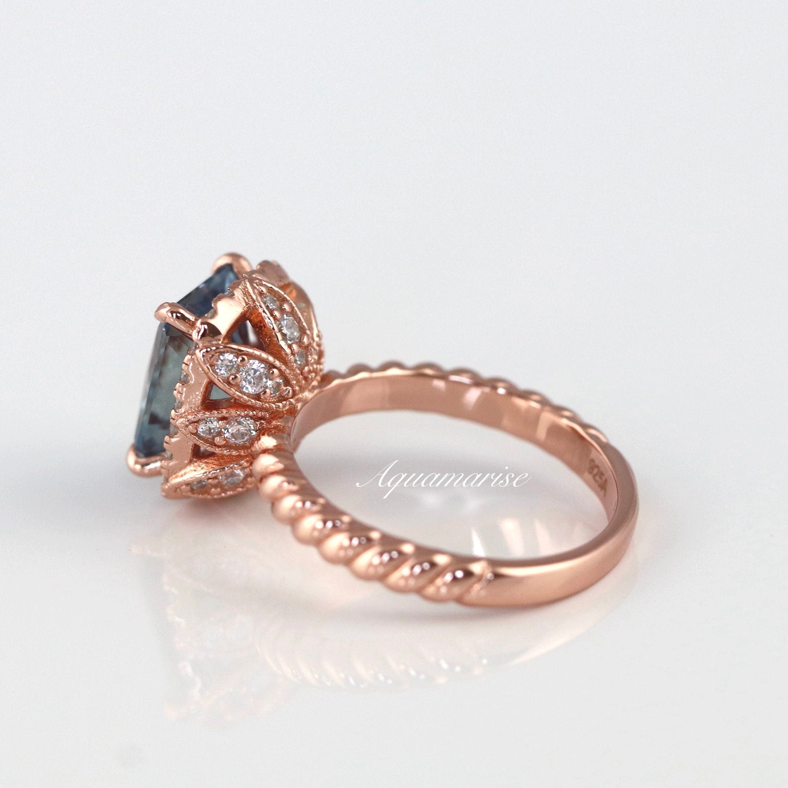 Exquisite 14K Rose Gold Vermeil Hazel Alexandrite Ring for Women | Elegant Birthstone Jewelry Gift for Anniversary, Engagement & Special Occasions