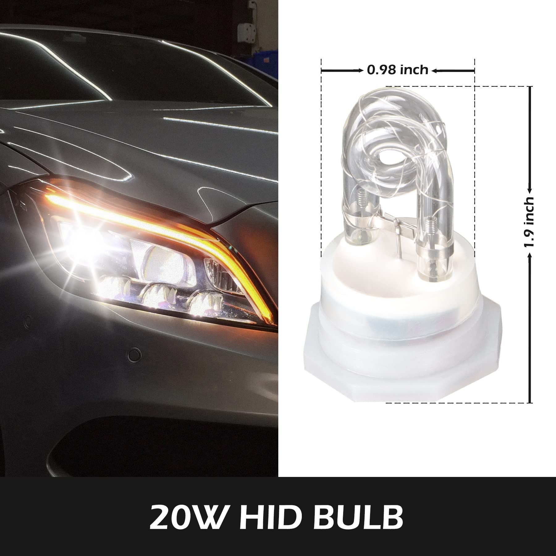 6 HID Bulbs Hideaway Strobe Lights Kit with 13 Flashing Modes & Memory Recall - 16ft Power Cord & Controller - Emergency Vehicle Strobe Lights for Trucks, Cars, Police, Construction (White) - Perfect for Roadside Emergencies, Security Alerts & Warning Signals