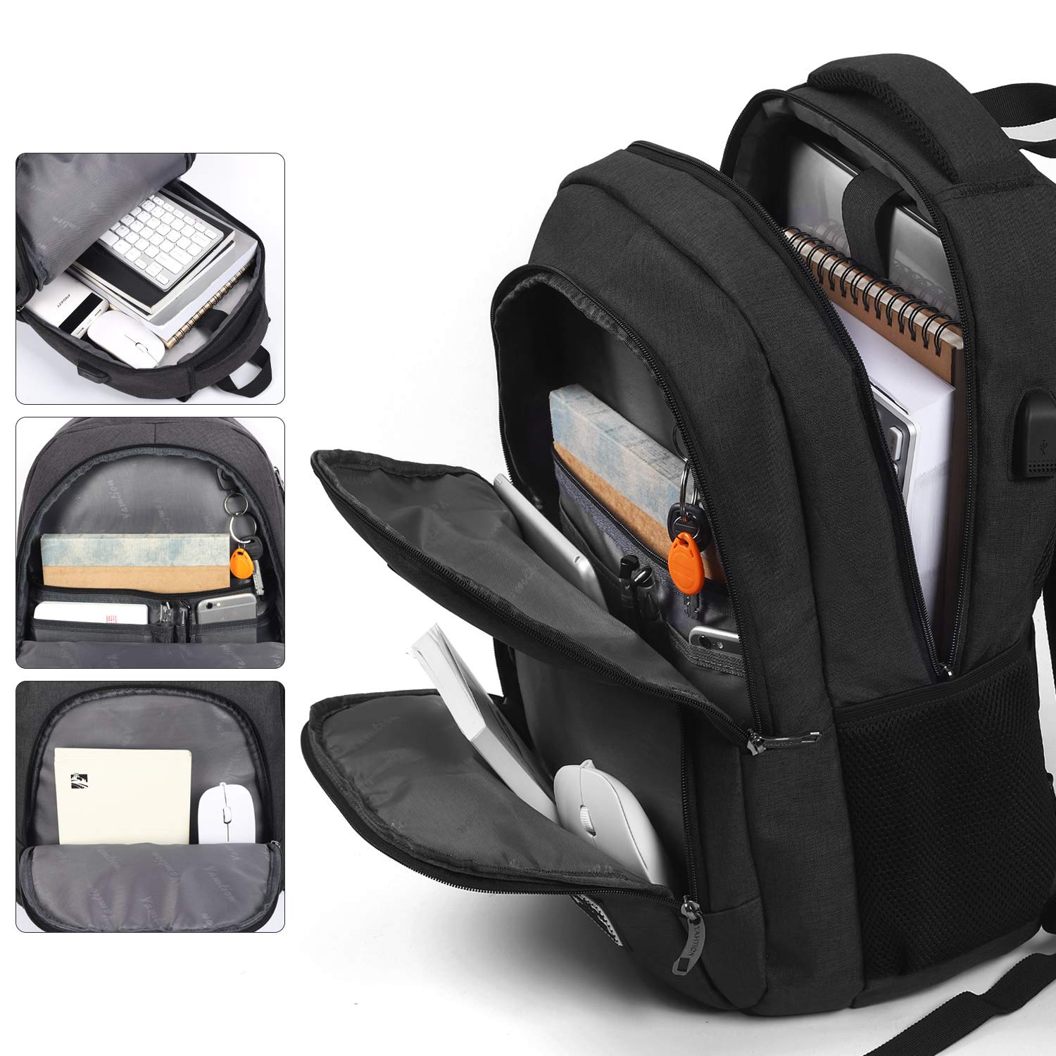 **Durable 15.6 Inch Laptop Backpack for Men & Women - USB Charging Port, School Bookbag for College Students & Professionals - Perfect for Work, Travel & Daily Commute**