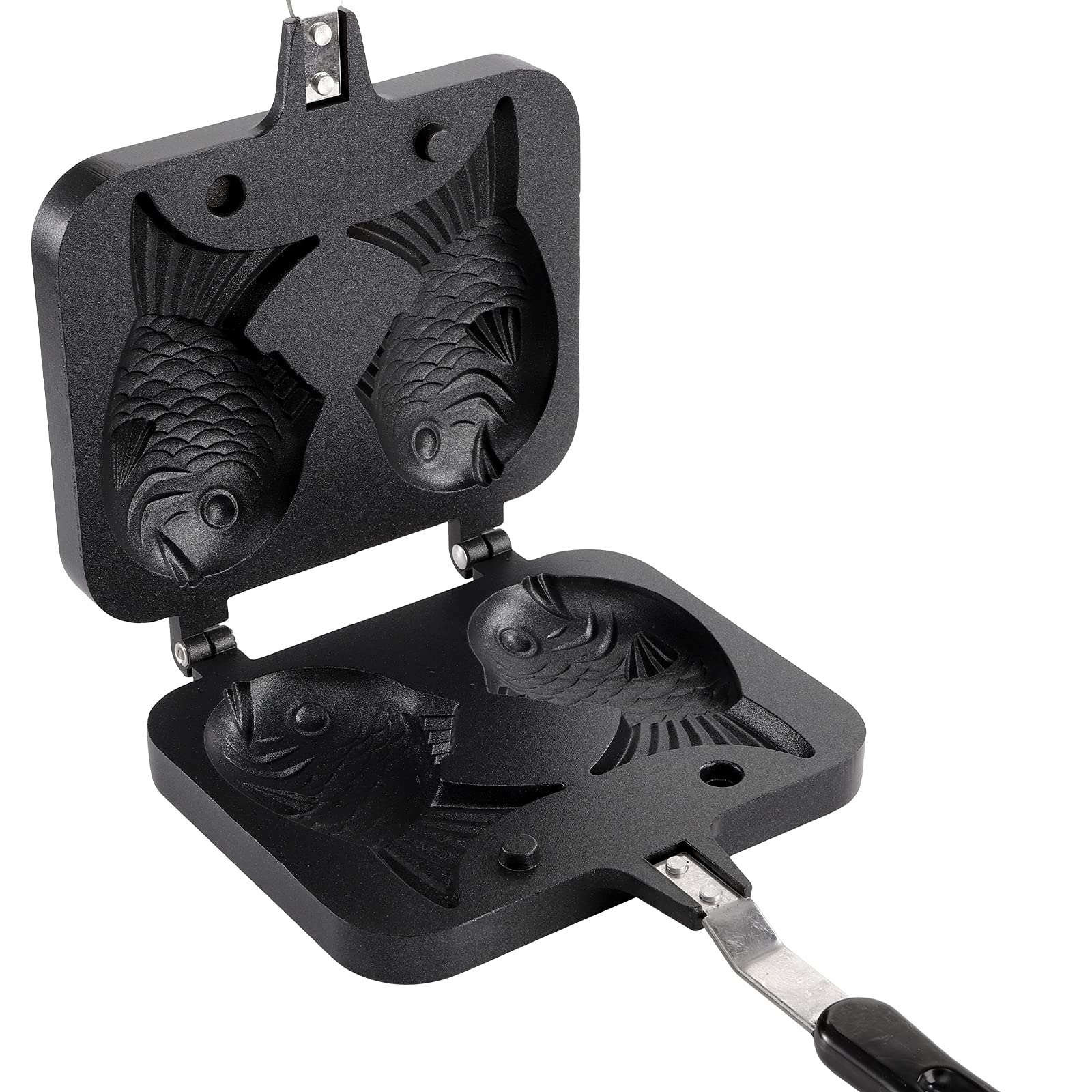 ZOOFOX Non-Stick Taiyaki Fish-Shaped Waffle Maker - Double Pancake Baking Pan with Long Handle - Perfect for Japanese Desserts, Breakfast & Party Snacks