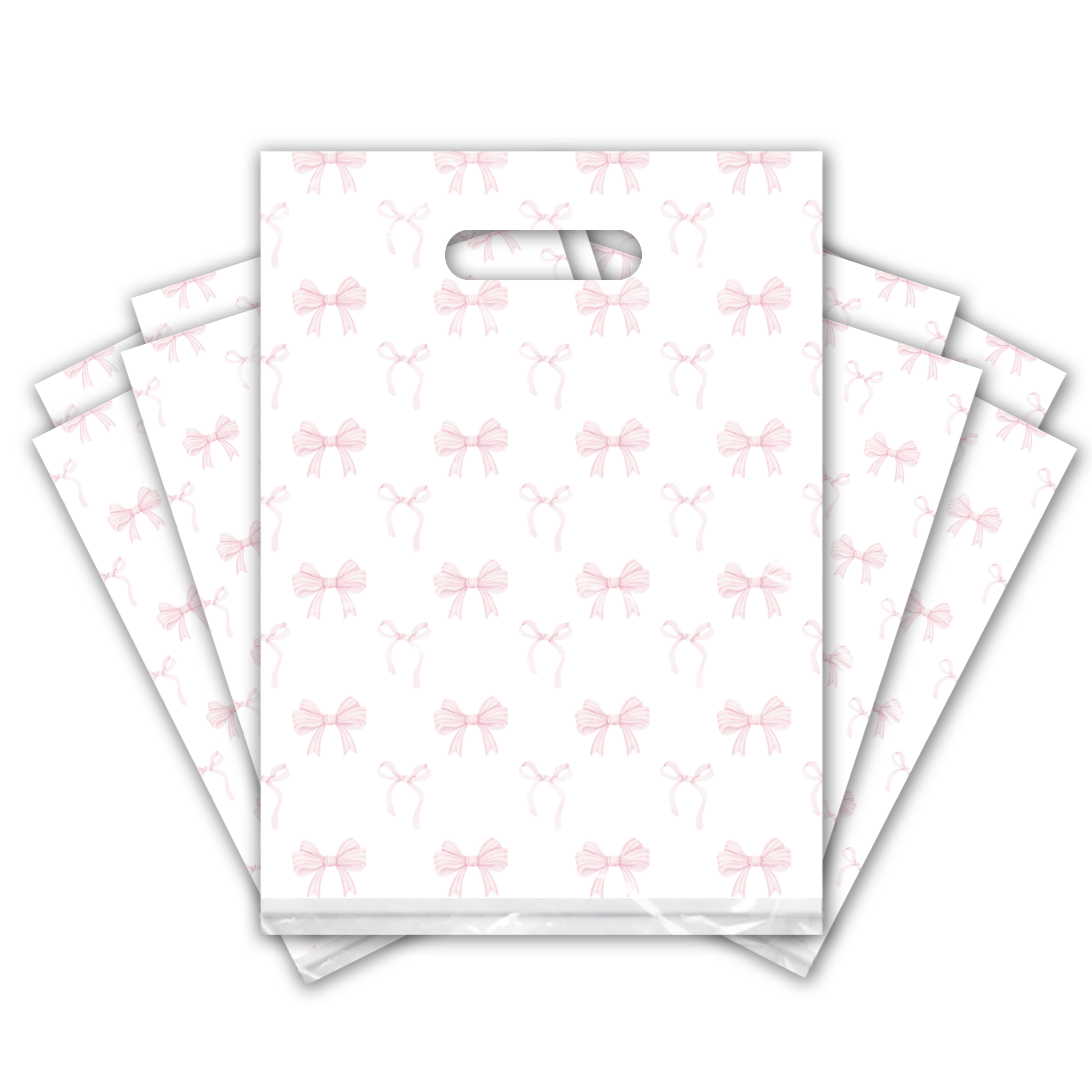 9x12 Inch Pink Bows Designer Poly Plastic Merchandise Bags - Premium Printed Retail Shopping Bags for Boutique, Gift Wrapping & Party Favors