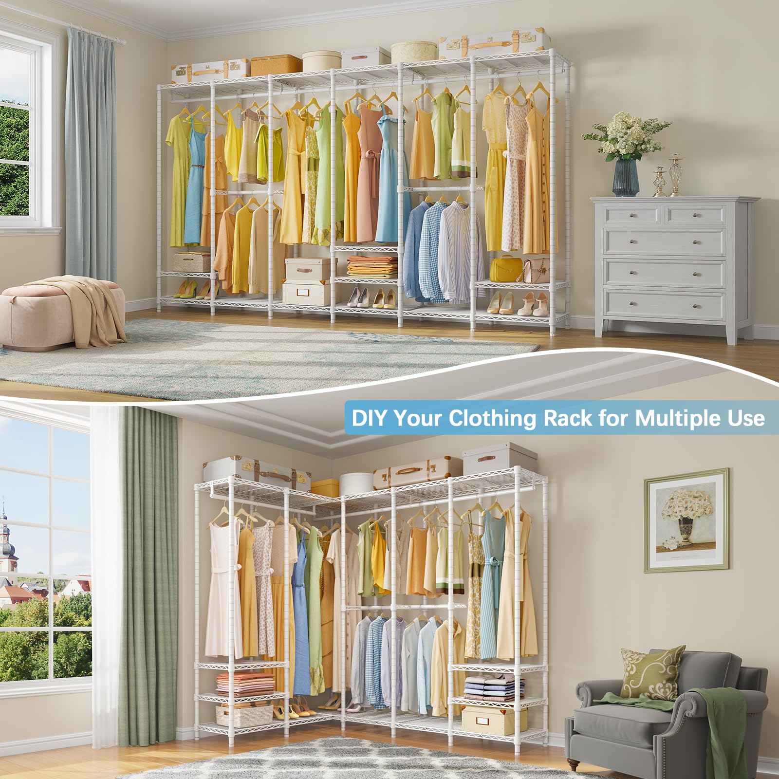 VIPEK V60 Heavy Duty Extra Large Clothes Rack - Freestanding Wardrobe with 1620lbs Capacity, Portable Closet Organizer for Bedroom Storage - Perfect for Hanging Clothes, Seasonal Wardrobe Rotation & Small Space Organization (White)