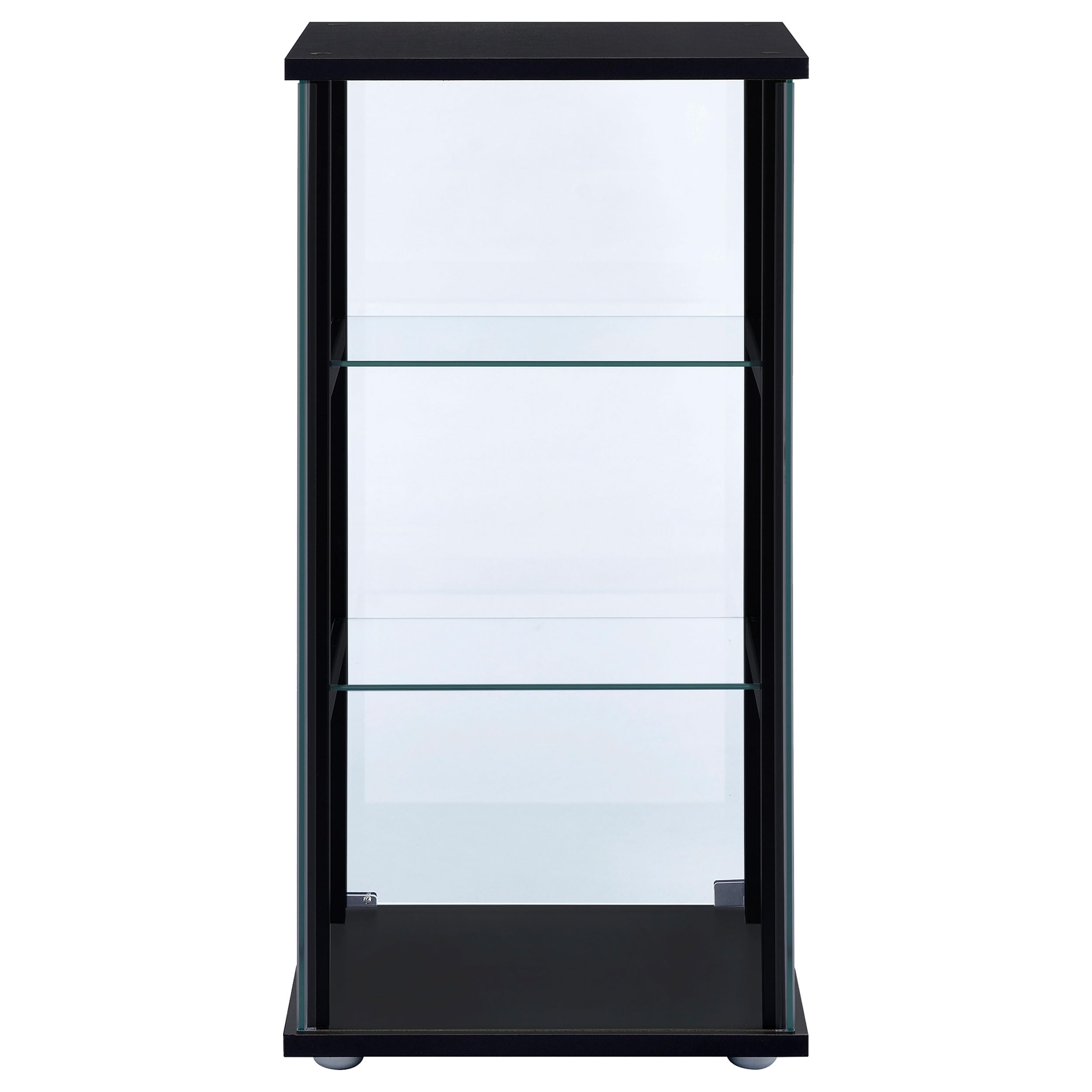 Coaster Home Furnishings 34-inch 3-Tier Clear Tempered Glass Curio Cabinet with Black Shelving - Display Case for Collectibles, China, and Home Decor - Perfect for Living Room, Dining Room, or Office Display