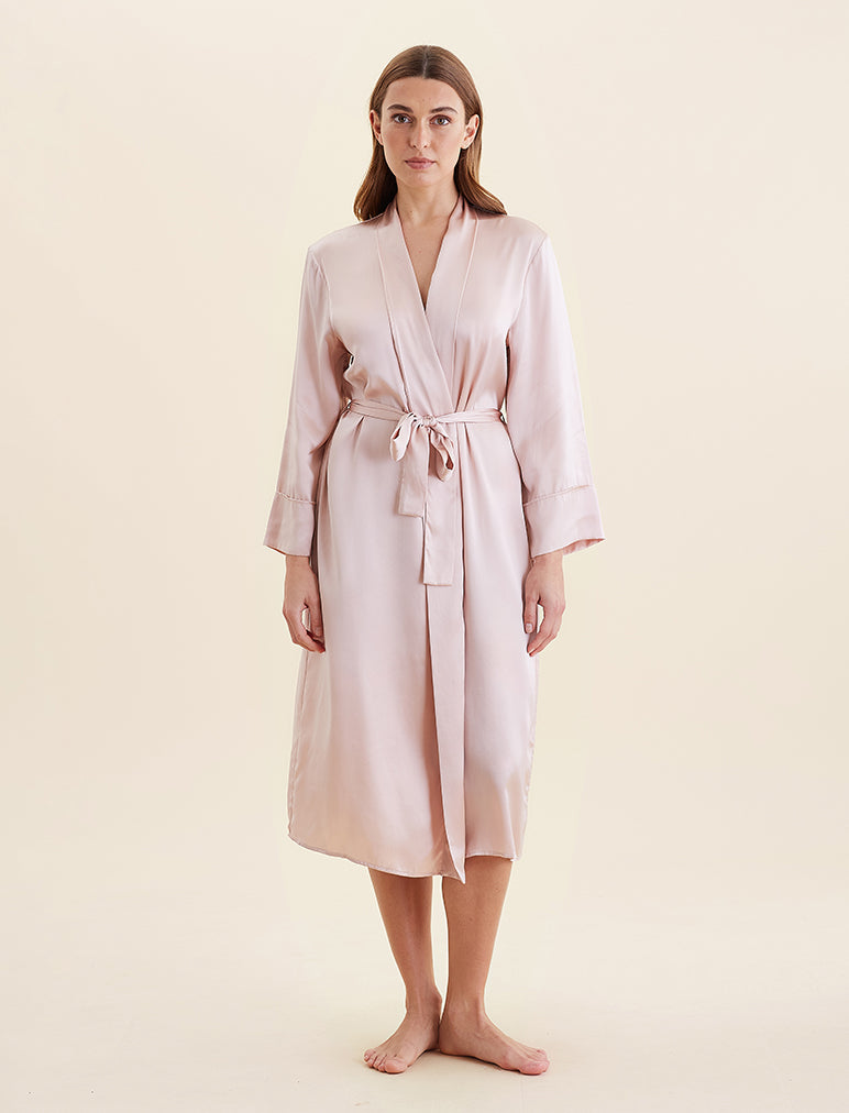 Audrey Washable Silk Long Robe - Luxurious Comfort for Home, Spa & Bridal Wear | Soft & Breathable Silk Robe for Women