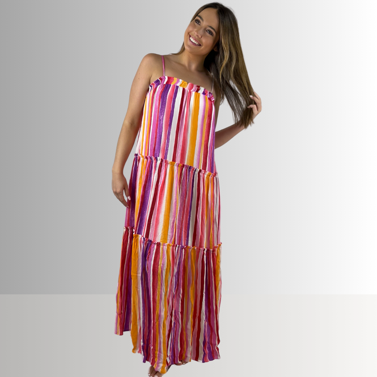 Kora Beautiful Tiered Maxi Sundress for Women - Flowy Summer Beach Dress with Pockets, Boho Chic Style - Perfect for Vacations, Beach Parties, and Casual Outings