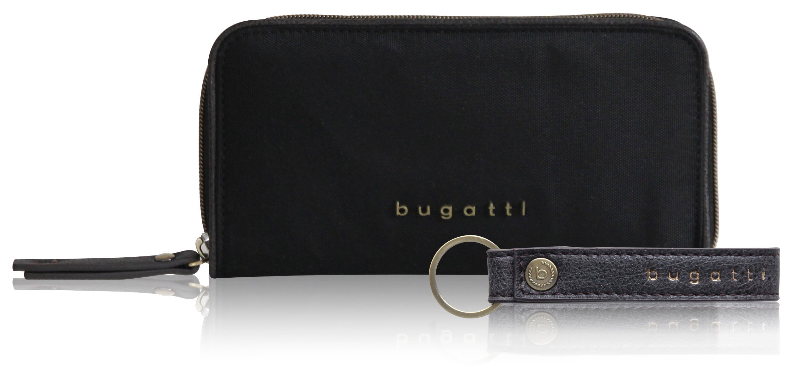 Bugatti Contratempo RFID-Blocking Nylon Ladies' Wallet with Zip - Small Black Classic Purse for Women | Secure Credit Card Holder & Cash Organizer for Everyday Use, Travel & Shopping