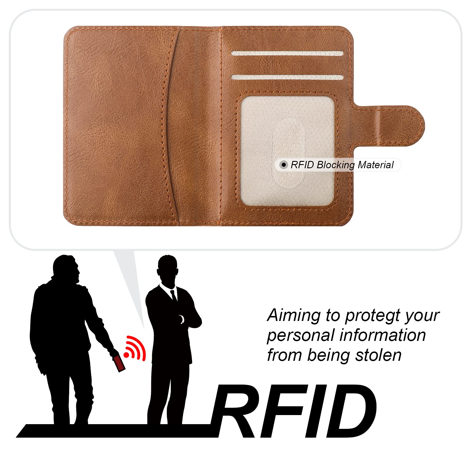 Premium Magnetic RFID Blocking Wallet Case for iPhone 13 - Detachable PU Leather Flip Cover with Card Slots, Kickstand & Wireless Charging (6.1 Inch, Brown) | Perfect for Travel, Work & Everyday Use