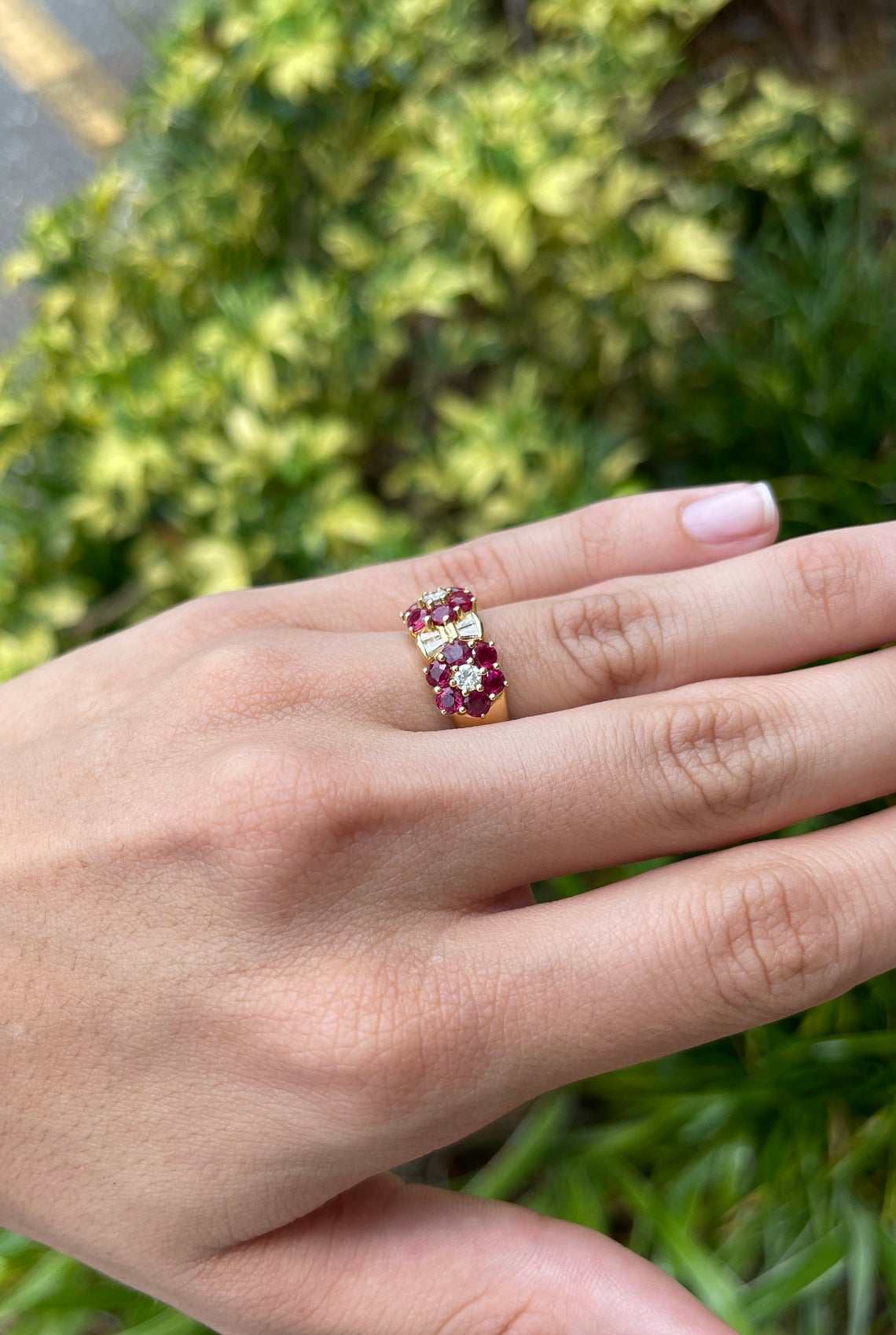 1.88tcw Natural Ruby & Diamond Wide Gold Band Ring - 18K Solid Gold Women's Wedding Band, Elegant Stackable Ring for Anniversary, Engagement, or Gift