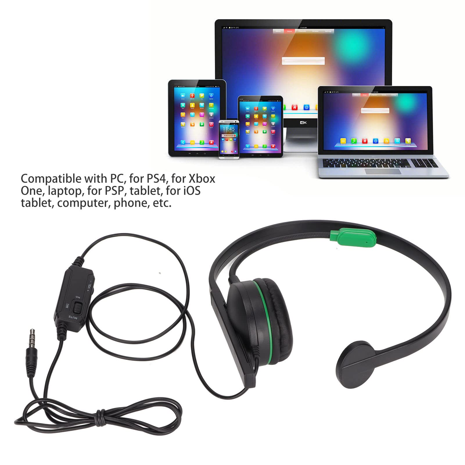 Noise Cancelling Wired Gaming Headset with 3.5mm Single Ear Design & Clear Microphone - Plug & Play for PC, Laptop, Computer - Perfect for Gaming, Online Meetings & Call Centers