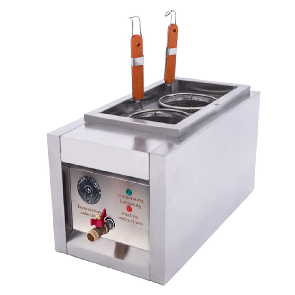 Commercial Electric Pasta Cooker - 2 Hole Stainless Steel Noodles Boiler with Precise Temperature Control | High Efficiency Table Top Pasta Maker for Restaurants, Buffets & Food Stands | Perfect for Italian Cuisine, Ramen Shops & Catering Services
