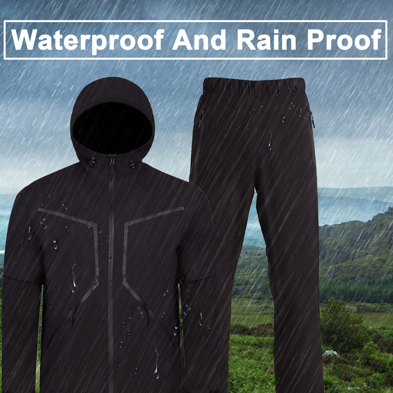 **K.E.J. Men's Waterproof Golf Rain Jacket – Lightweight & Breathable Rain Suit for Outdoor Golfing – All-Weather Performance Rain Gear for Golfers (Ideal for Rainy Days & Windy Conditions)**