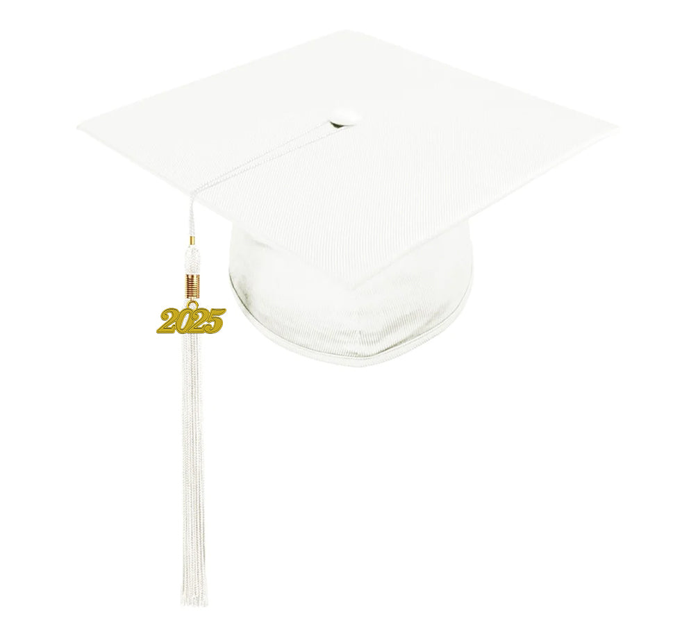 Shiny White High School Graduation Cap & Tassel Set - Commencement Ceremony Accessories for Students - Perfect for Graduation Photos, Parties & Academic Celebrations