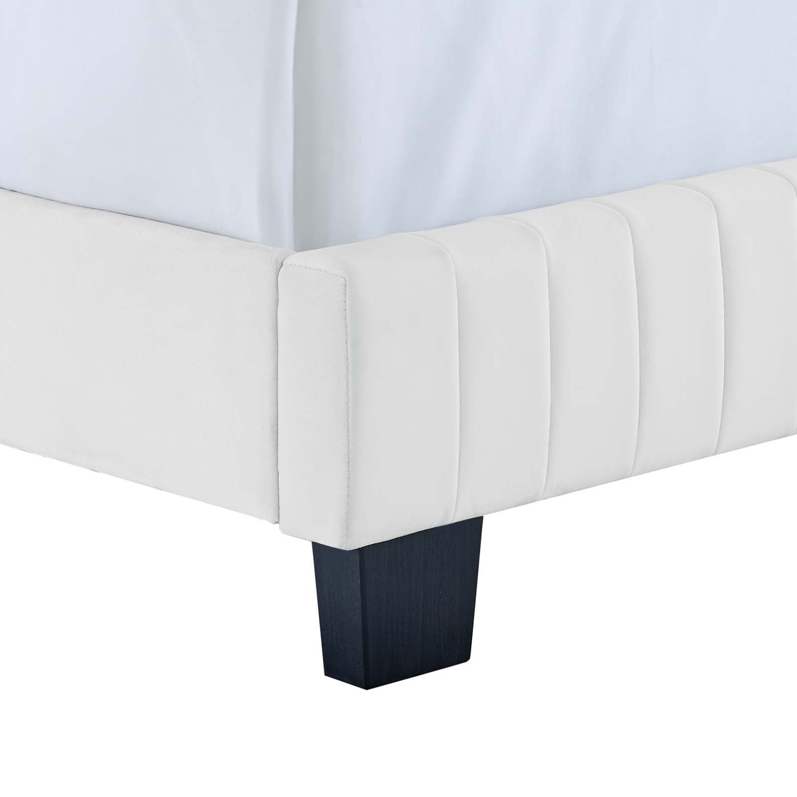 Luxury Celine Channel Tufted Performance Velvet Bed - Queen Size Upholstered Platform Bed Frame with Button Tufting for Bedroom & Guest Room Elegance
