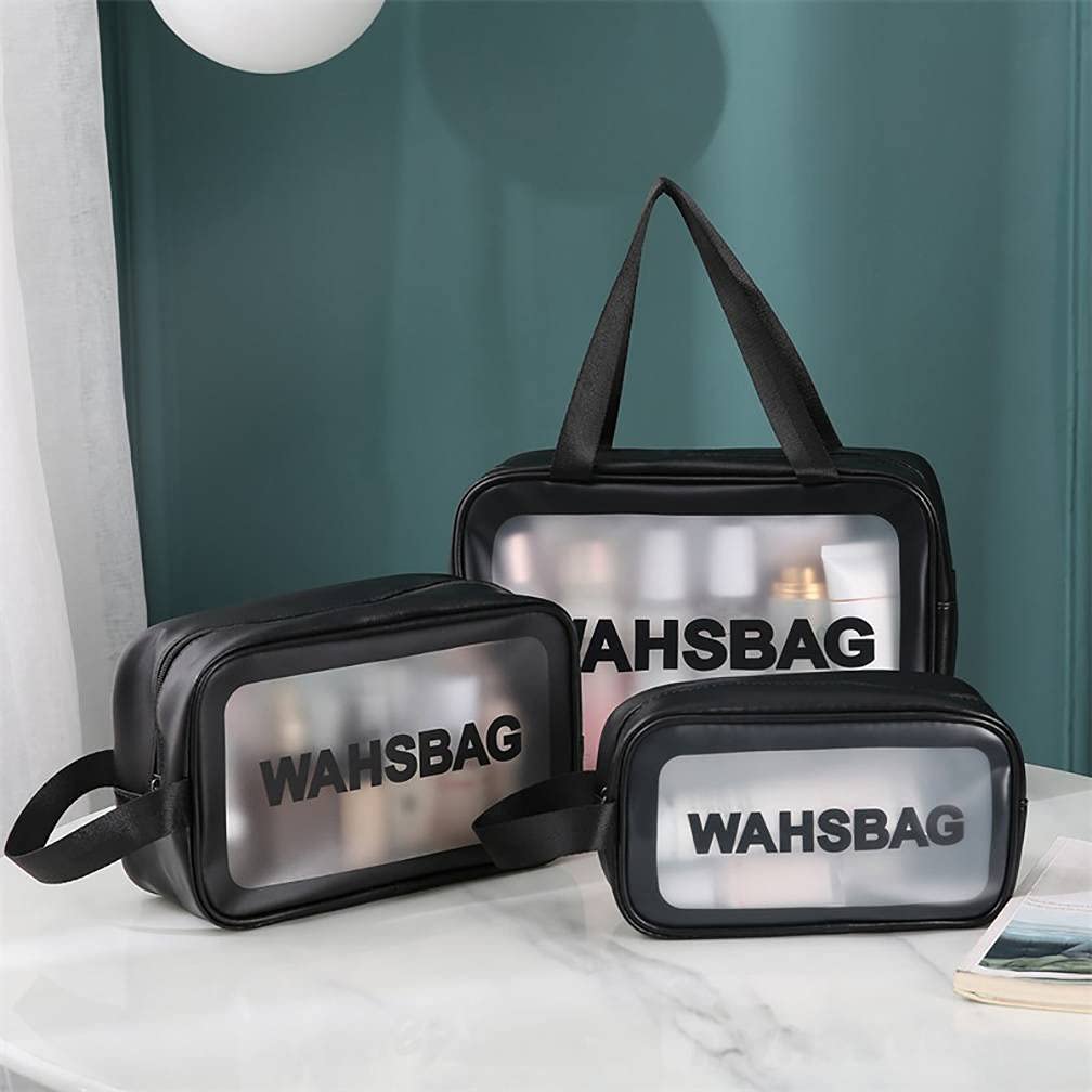 Multifunctional Transparent Makeup Bag - Waterproof Frosted Cosmetic Organizer for Travel & Storage | Portable Wash Bag for Small Items & Household Essentials | Black Makeup Pouch for Daily Use & On-the-Go Beauty