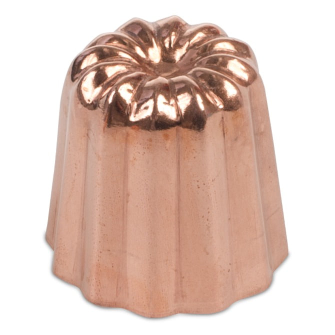 Copper Cannele Molds with Tin Lining - Professional French Pastry Baking Tools for Cannelés de Bordeaux, Madeleines & Mini Cakes (Set of 6) - Perfect for Home Bakers and Professional Chefs