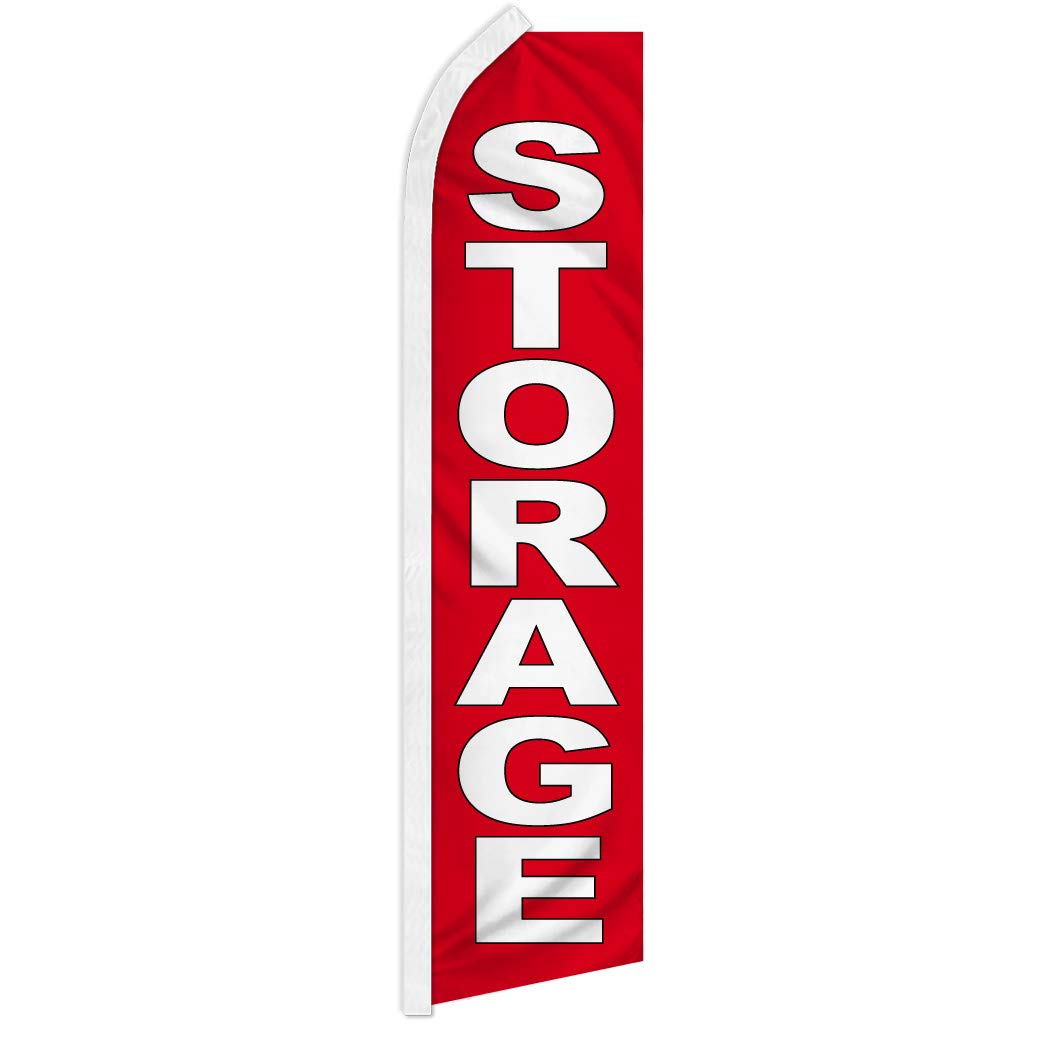 Red Swooper Advertising Flag for Storage Units - Durable Outdoor Banner for Self Storage, RV & Hauler Storage | Perfect for Business Promotion, Parking Lots & Warehouses
