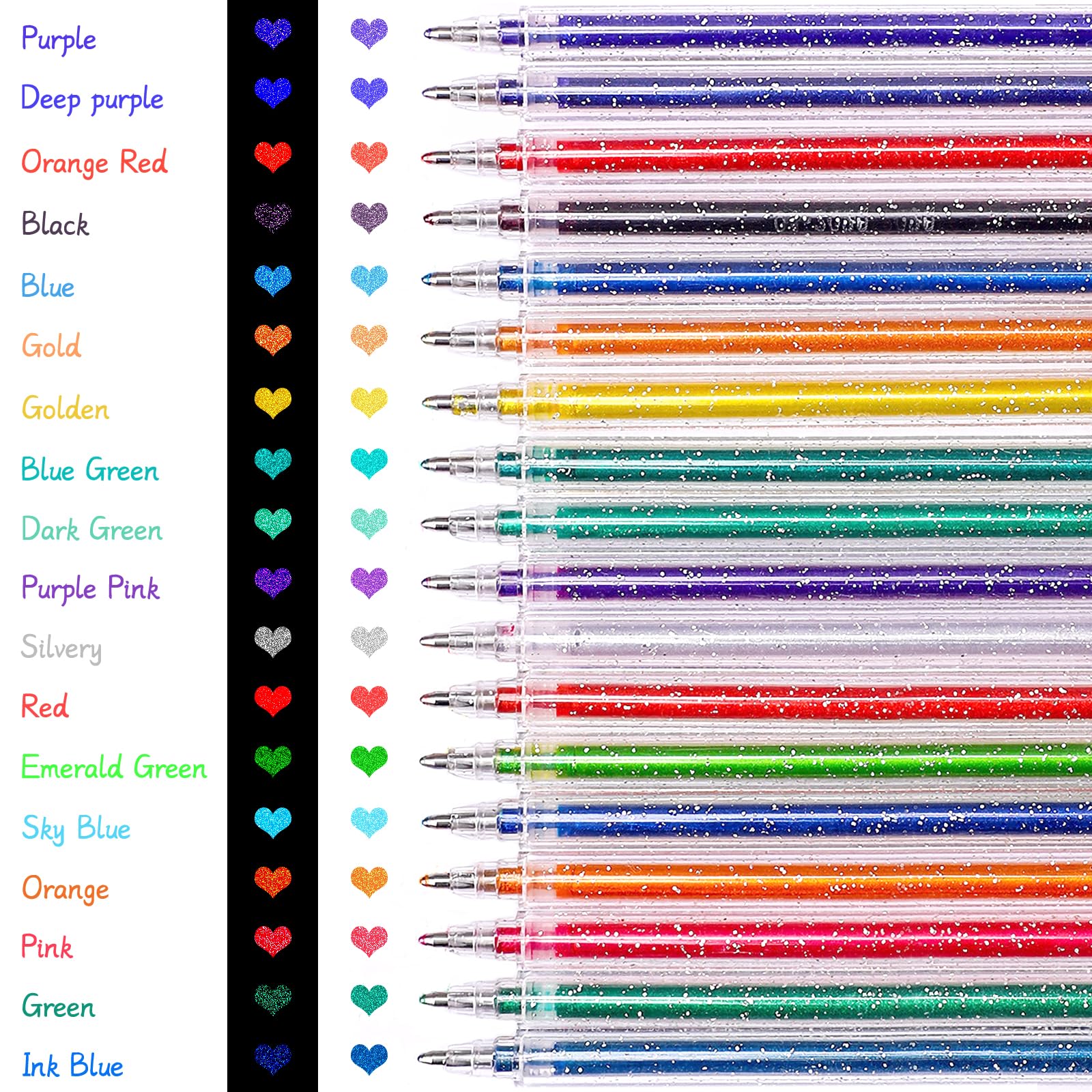 SAYEEC 18 Colors Glitter Gel Pens Set, 1.0mm Dual Metallic Sparkle Gel Ink Pens for Adult Coloring Books, Scrapbooking, Drawing, Card Making, Journaling - Perfect for DIY Crafts, School Projects & Gift Wrapping