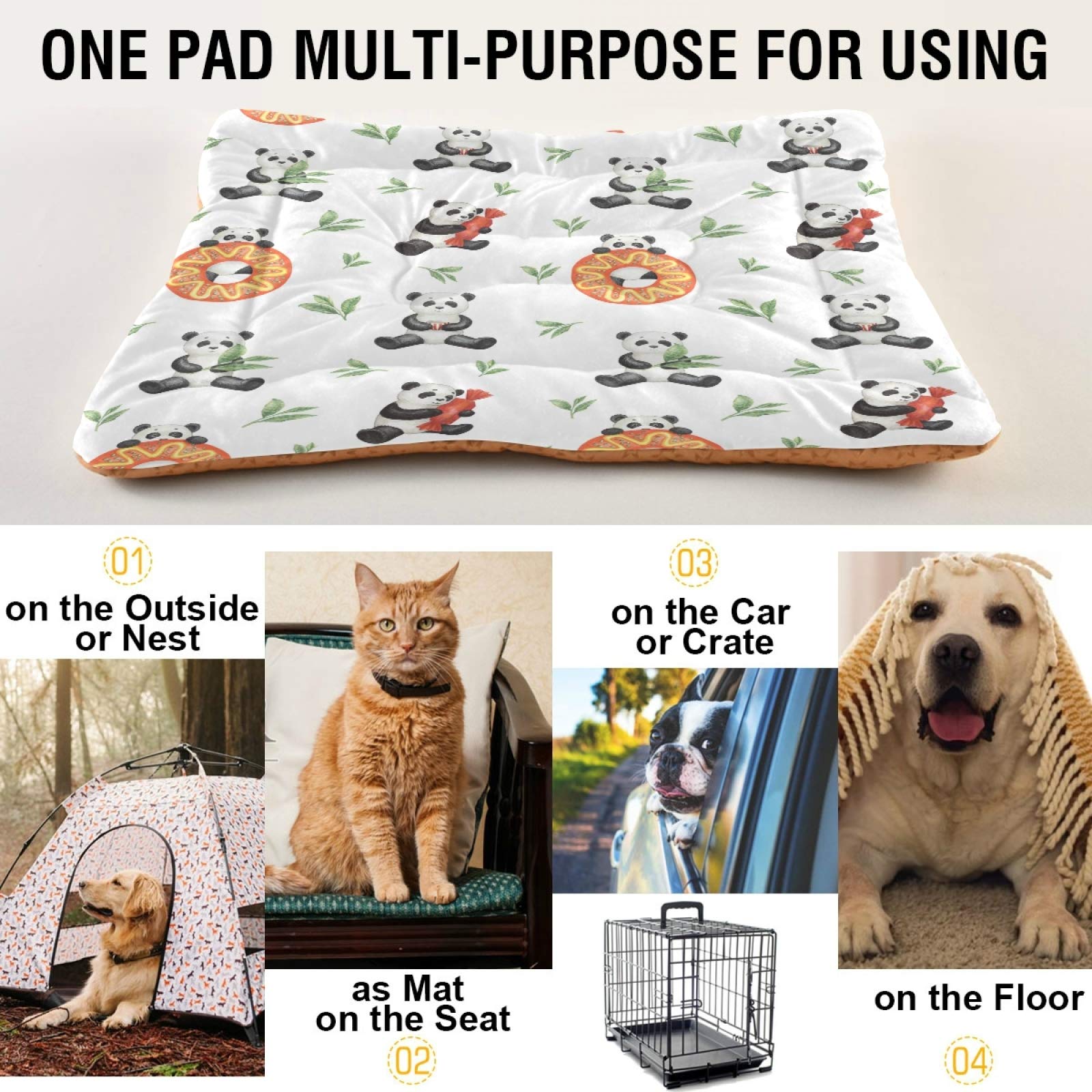 Donut Panda Dog Bed - Ultra Soft Rectangle Pet Bed for Small & Medium Dogs & Cats, 24x18 Inch - Calming Comfort Bed for Puppy, Kitten, or Pet Crate | Perfect for Bedroom, Living Room & Travel