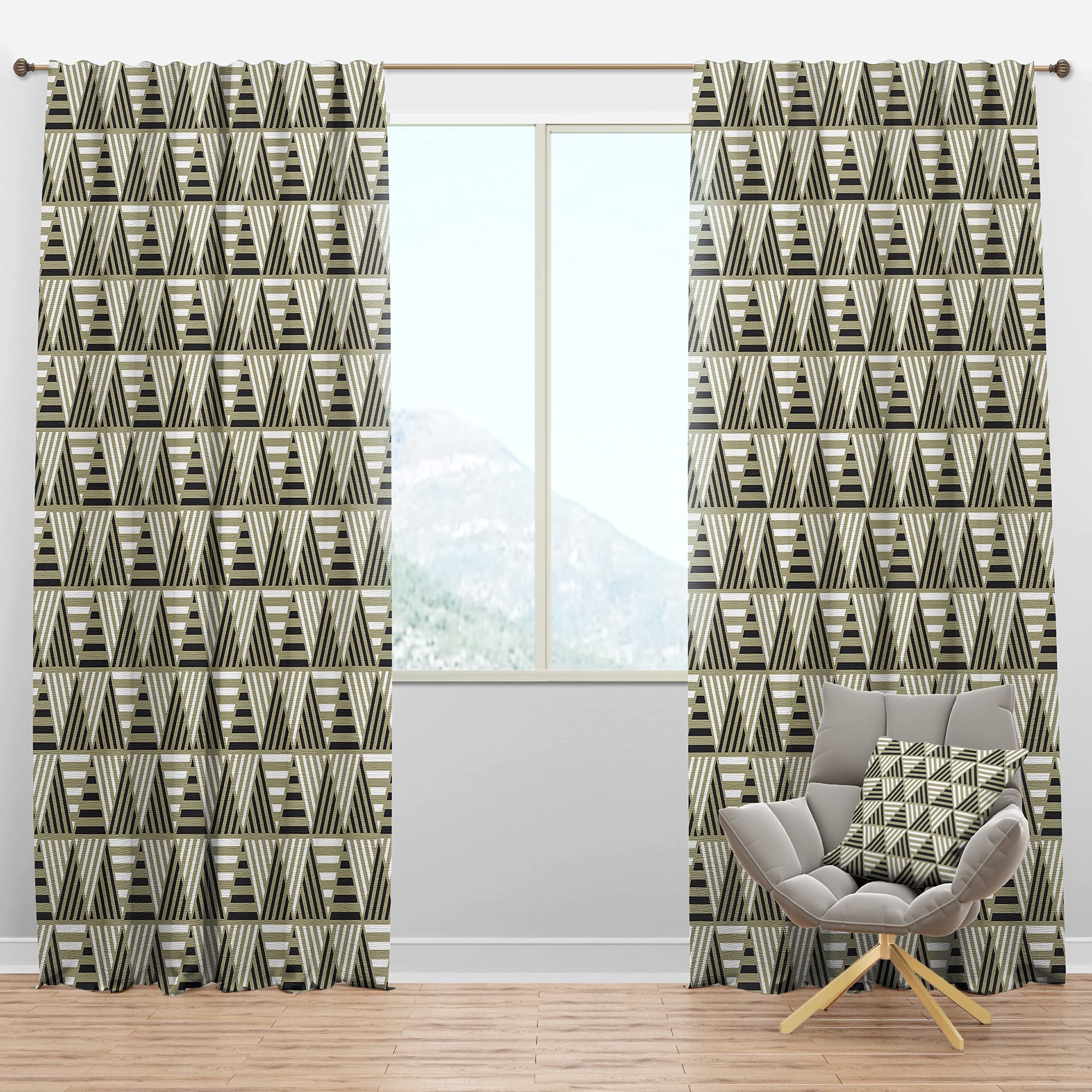 Triangular Retro Design VIII Blackout Curtains - Thermal Insulated Single Panel (52x108 inches) for Bedroom & Living Room - Noise Reducing & Energy Saving Window Drapes for Better Sleep & Home Decor