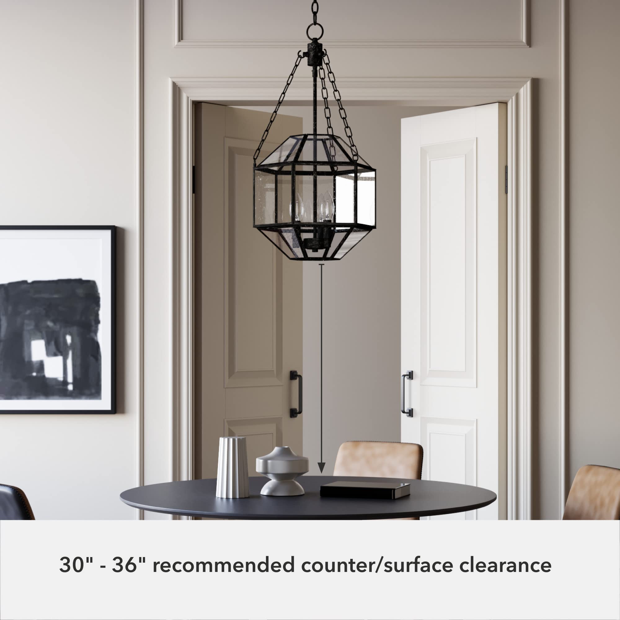 Hunter Fan Company 19365 Indria Rustic Iron Pendant Light - Farmhouse Ceiling Lighting Fixture for Kitchen, Dining Room & Entryway