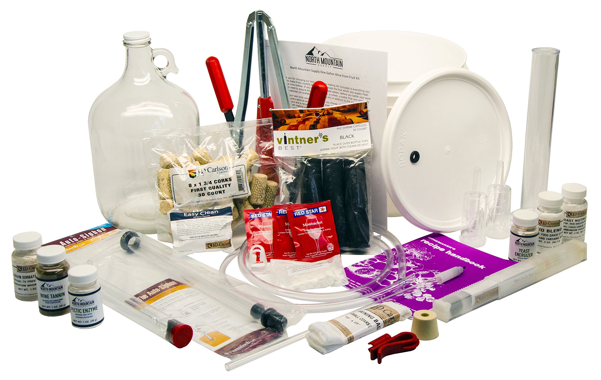 North Mountain Supply NMSWFFC-30 1 Gallon Fruit Wine Making Kit - Complete 30 Piece Set for Homemade Wine (Only Need Fruit & Bottles) - Perfect for Beginners, Home Brewing & DIY Gifts