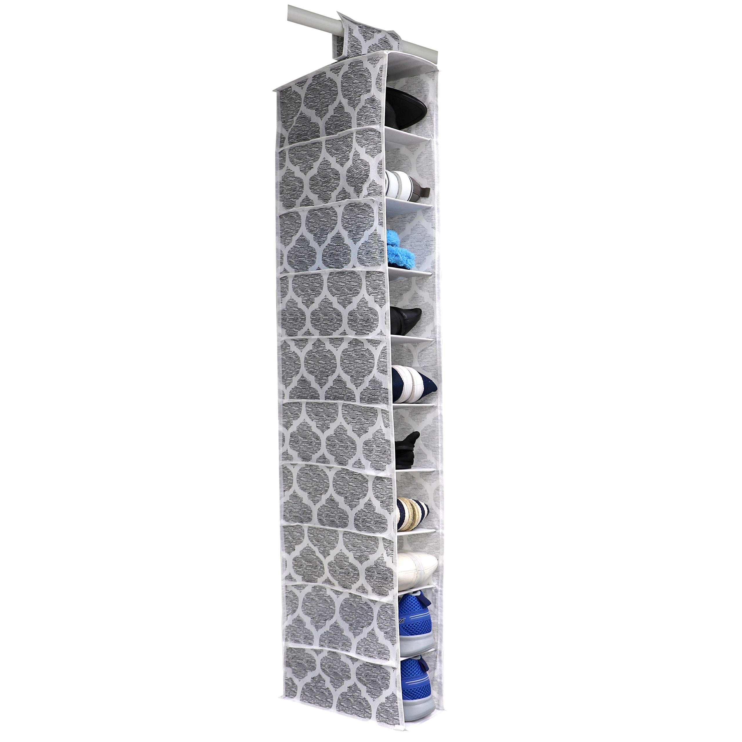 Home Basics Arabesque Non-Woven Hanging Closet Organizer - 2 Pack, 10 Shelf Storage for Wardrobe & Closet Organization | Perfect for Bedroom, Dorm, or Travel Storage