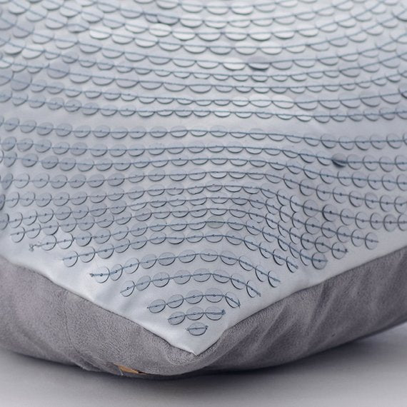 Silver Faux Leather Decorative Euro Sham Pillow Cover - Elegant Home Decor for Bedroom, Living Room & Sofa - Perfect for Modern, Scandinavian & Farmhouse Style Interiors