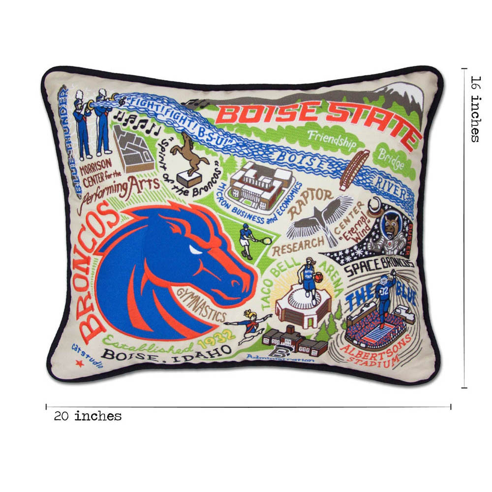Boise State Broncos Embroidered Throw Pillow Cover - College Dorm Decor, Game Day Home Accessories, BSU Fan Gifts for Bedroom, Couch, and Office