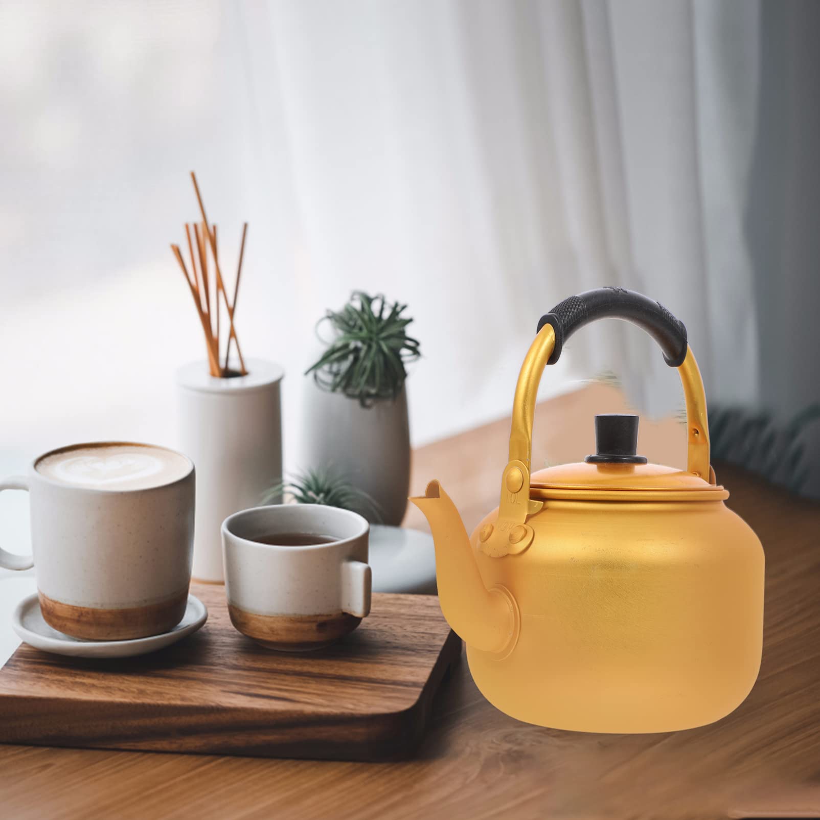 UPKOCH 1L Aluminum Whistling Tea Kettle - Induction Compatible Stovetop Coffee & Water Boiling Pot for Home Kitchen | Perfect for Tea Brewing, Coffee Making & Hot Water Dispensing