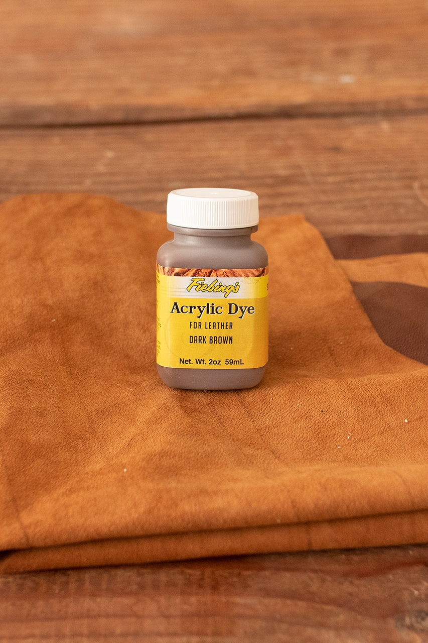 Fiebing's Acrylic Leather Dye 59ml - Dark Brown for Leather Crafting, Shoe Repair & DIY Projects | Professional Leather Coloring Solution
