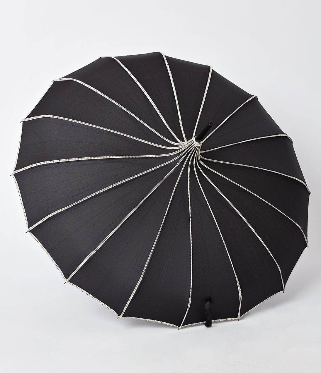 Vintage Black & White Polka Dot Pagoda Umbrella - Elegant Princess Style Parasol for Women, Perfect for Weddings, Tea Parties & Vintage Fashion Photography