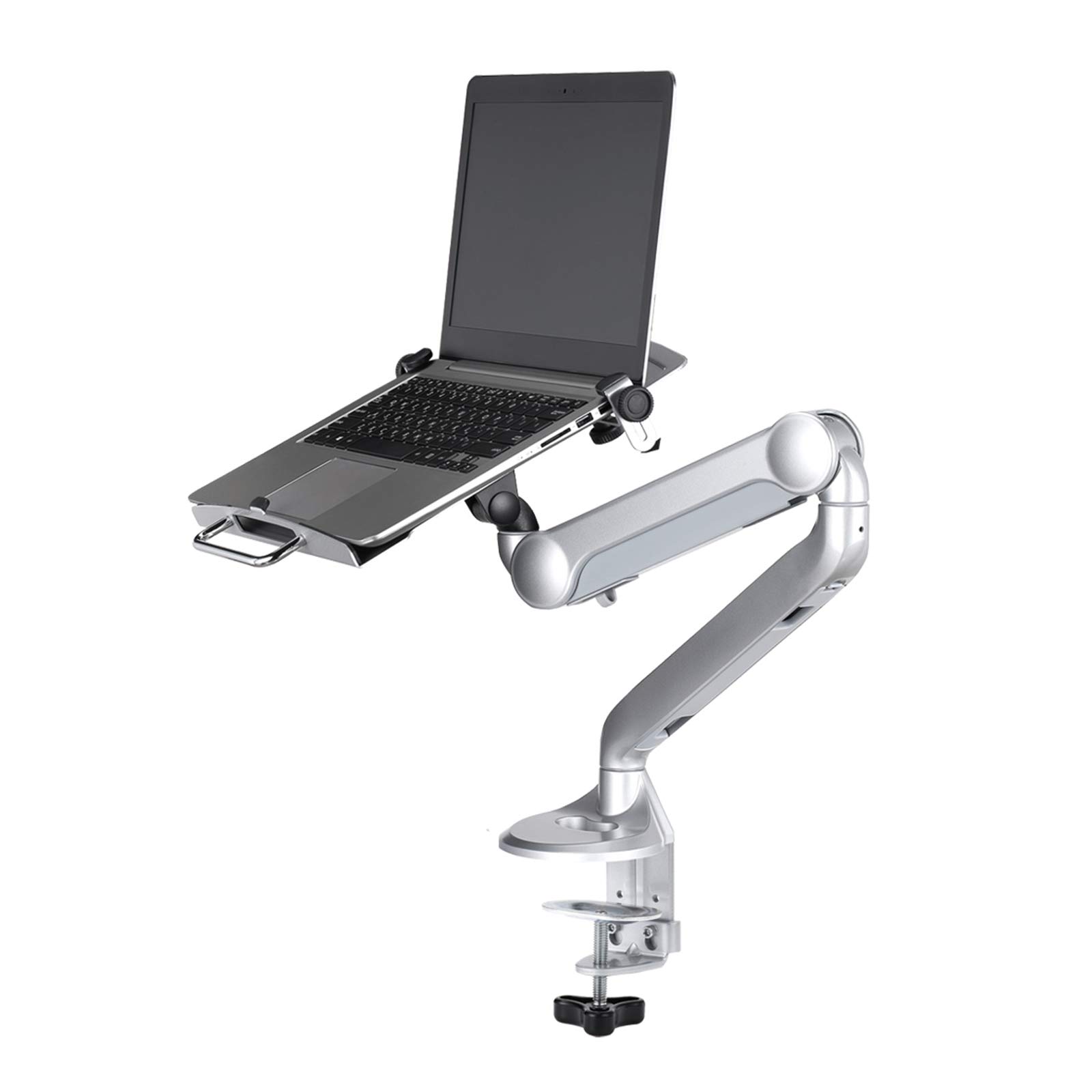 Adjustable Aluminum 2-in-1 Monitor & Laptop Mount Stand - Gas Spring Arm for 11-15.6