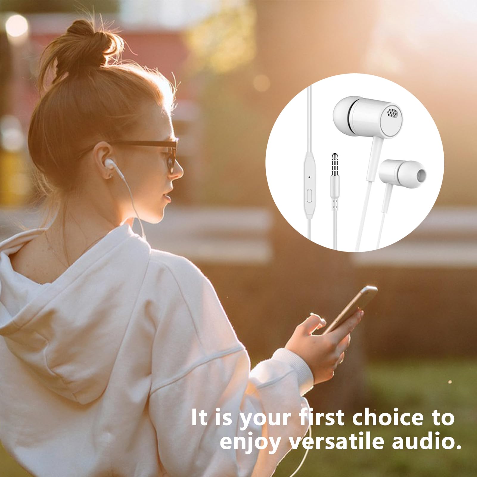 Premium Wired Earbuds with Microphone - 3.5mm Noise Cancelling In-Ear Headphones, Ergonomic Design & Powerful Bass Stereo Sound | Perfect for Smartphones, Laptops, Computers - Ideal for Commuting, Gaming & Workouts