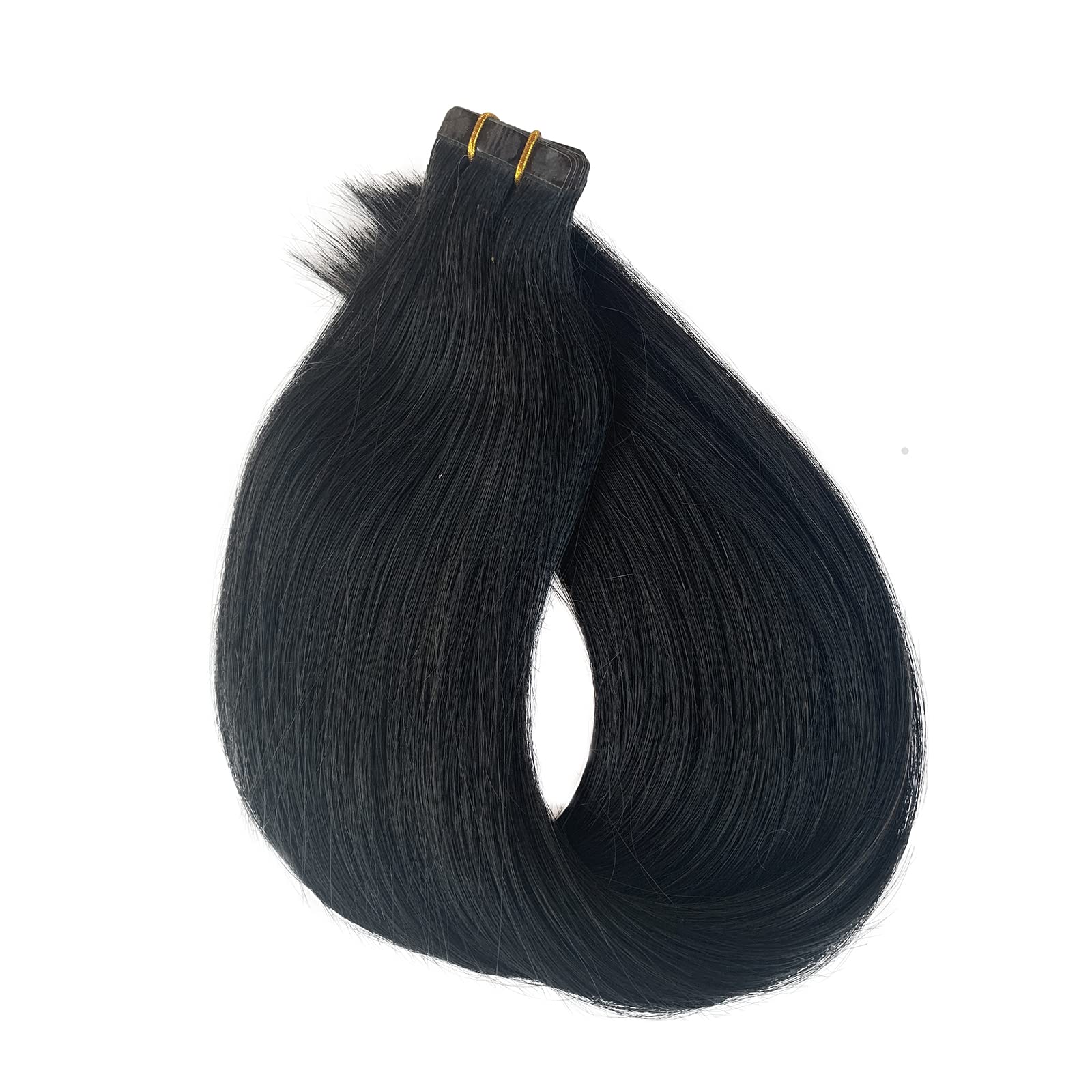 Licoville 22 Inch Tape in Hair Extensions - #1 Jet Black Straight Human Hair Extensions (60g, 20pcs) | Seamless Real Hair Tape Extensions for Women | Can Be Styled & Curled | Perfect for Daily Wear, Parties & Special Occasions