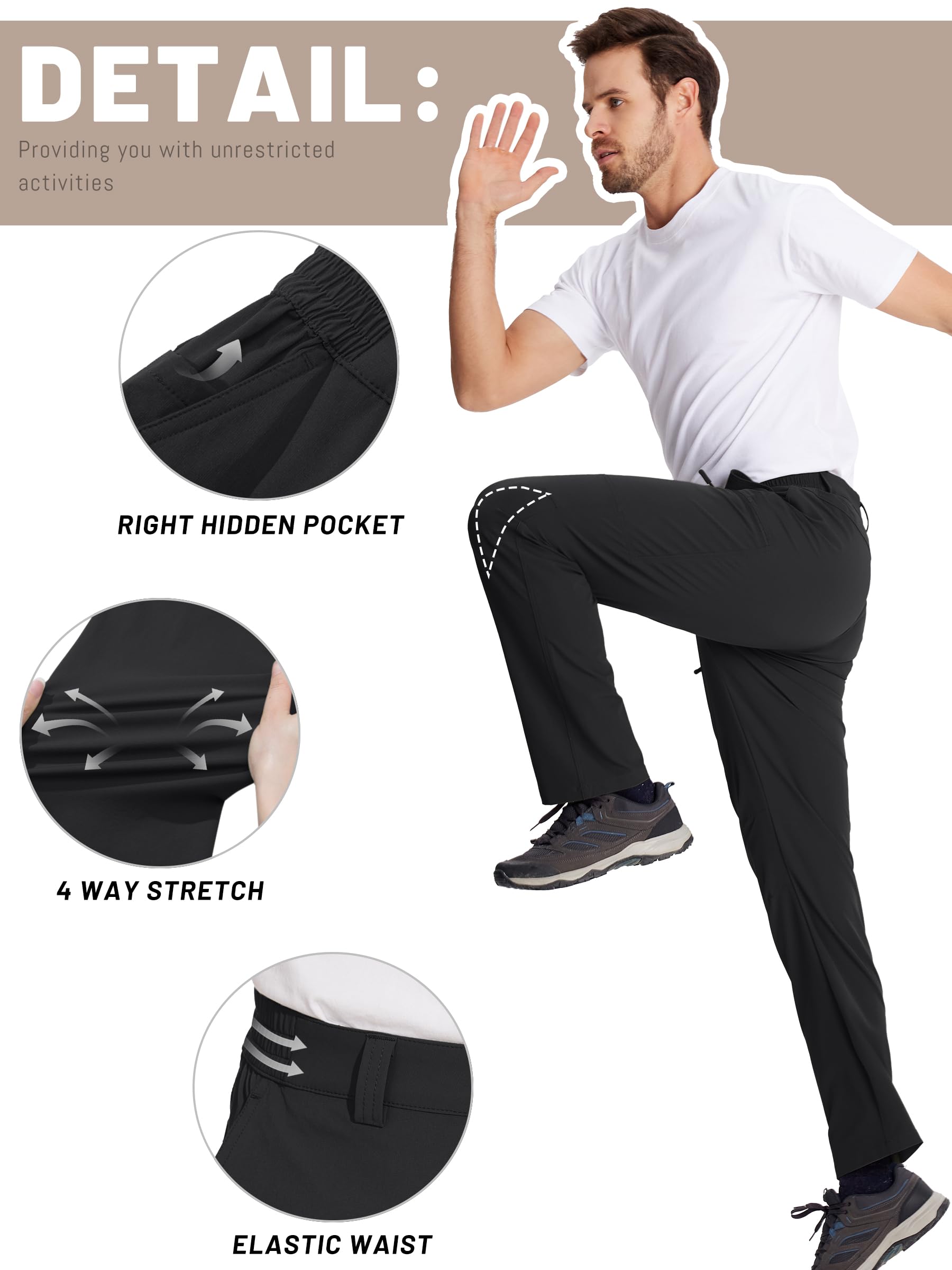 TACVASEN Men's Hiking Pants - Lightweight Quick Dry Tactical Work Pants with 6 Pockets, Water Resistant Ripstop Outdoor Trekking Pants for Hiking, Camping & Adventure Activities