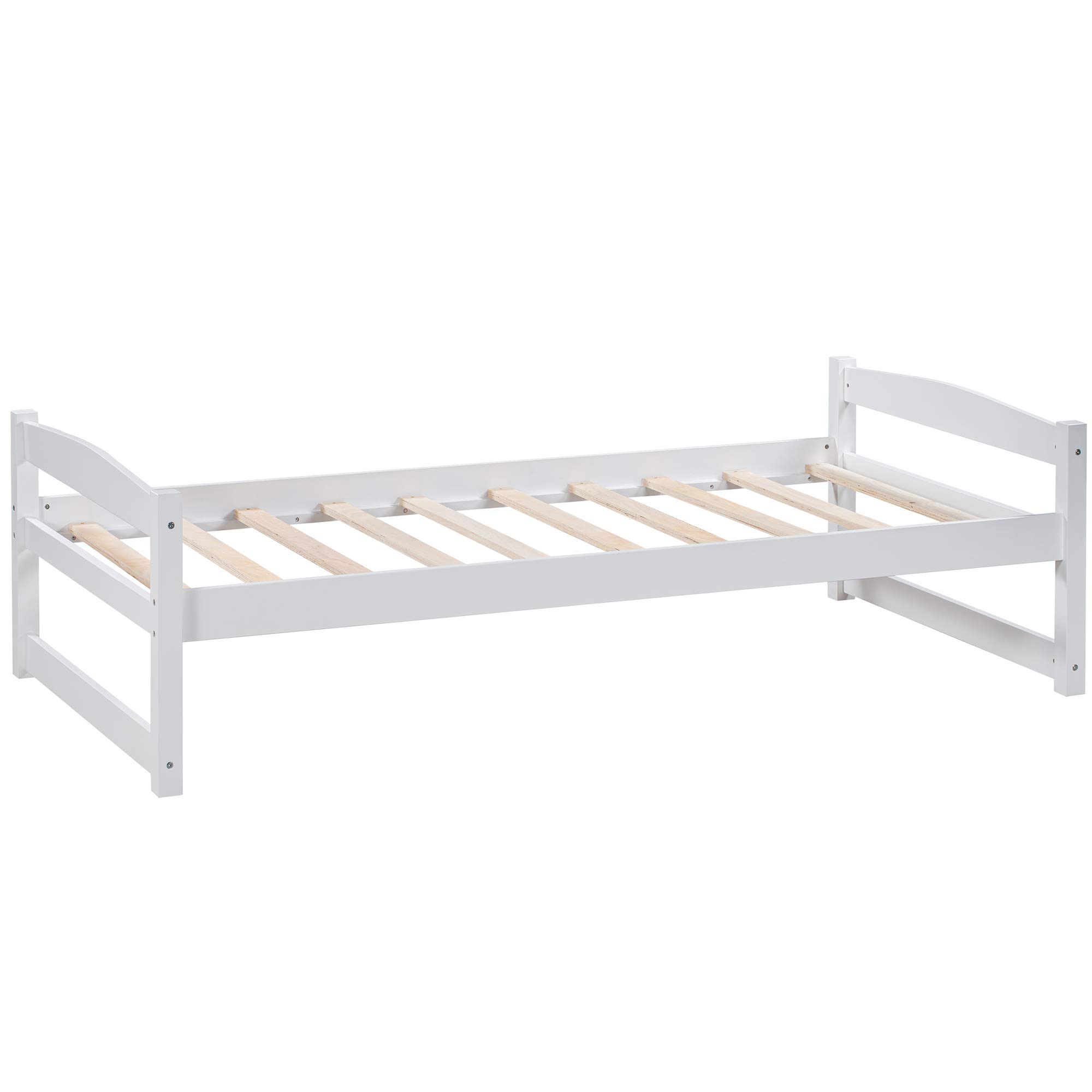KLMM Twin Platform Bed with Trundle - Solid Wood Daybed & Captain's Bed for Bedroom or Living Room - White Wooden Slat Support - Perfect for Guest Rooms, Small Spaces & Multi-Functional Furniture Needs