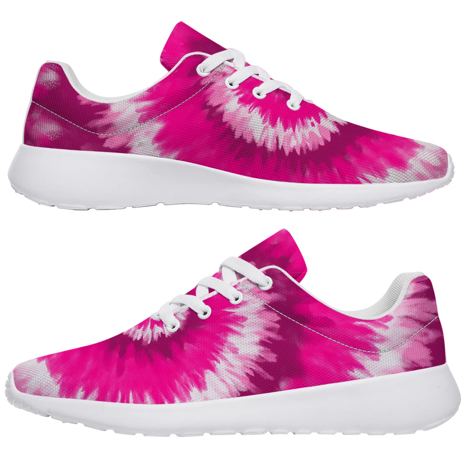 Women's Pink Swirl Tie Dye Running Shoes - 3D Print Athletic Sneakers for Women & Girls (US Size 13 Women/11 Men) - Perfect for Jogging, Gym Workouts & Casual Wear