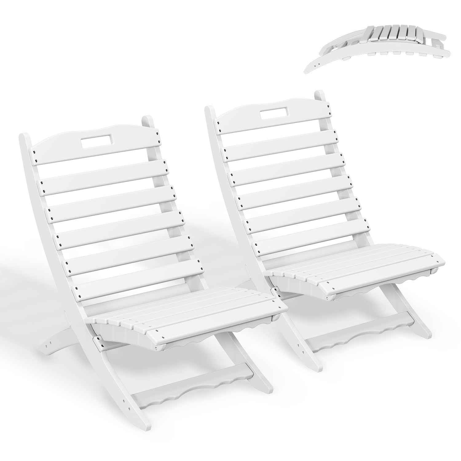 2-Pack Folding Xavier Chairs | Wave Design HDPE Plastic Adirondack Chairs | All-Weather Outdoor Seating for Beach, Pool, Deck, Garden & Patio | Portable Fire Pit Chairs | Perfect for Relaxing, Fishing & Backyard Gatherings