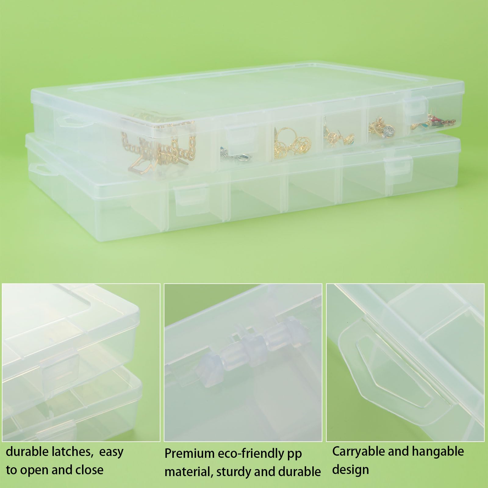4-Pack Large 24-Grid Plastic Organizer Box with Adjustable Dividers - Clear Storage Container for Fishing Tackle, DIY Crafts, Beads, Jewelry & Office Supplies - Perfect for Art Projects, Home Organization & Travel Accessories