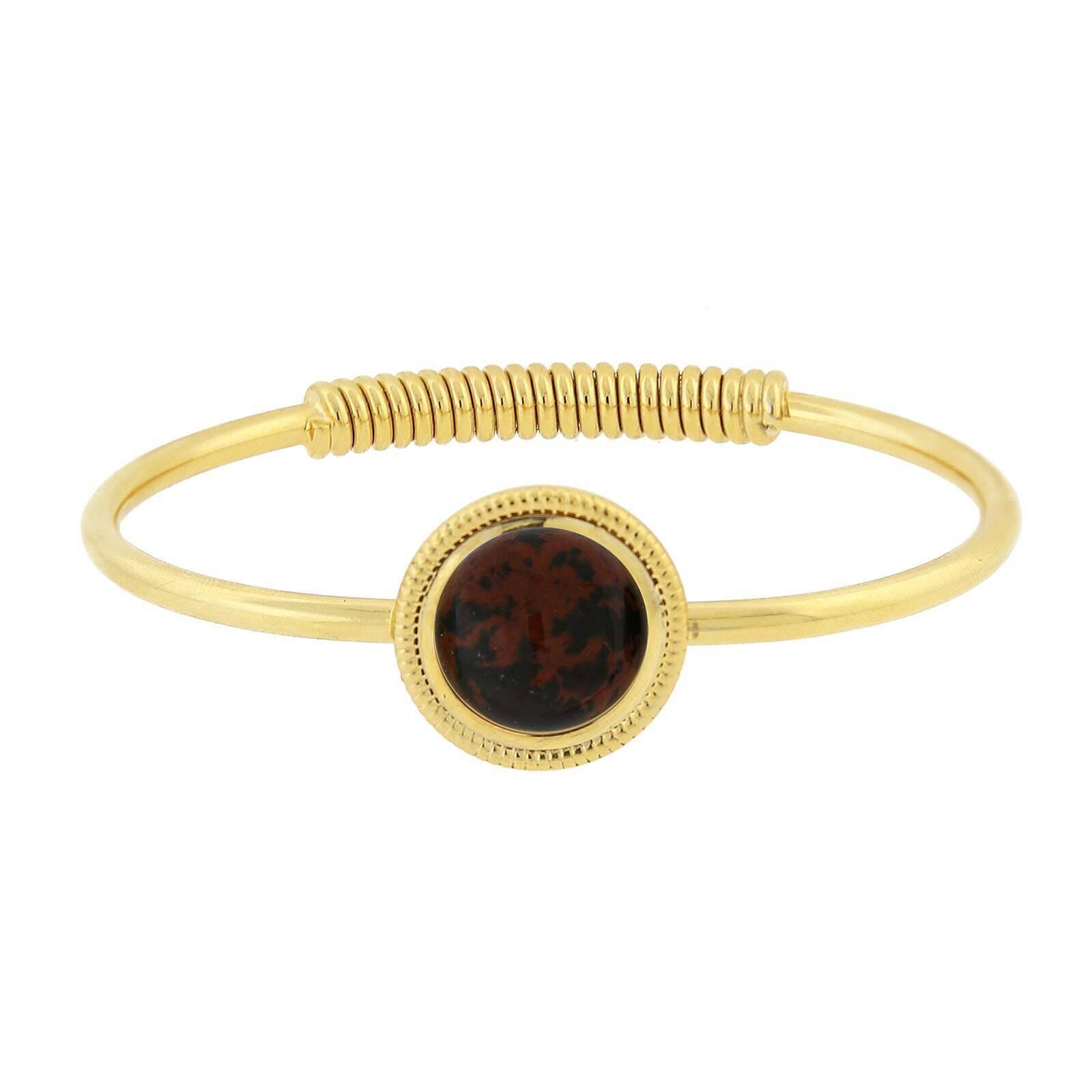 14K Gold Dipped Gemstone Spring Hinge Bracelet for Women - Elegant 1928 Jewelry Collection - Perfect for Weddings, Parties & Everyday Wear