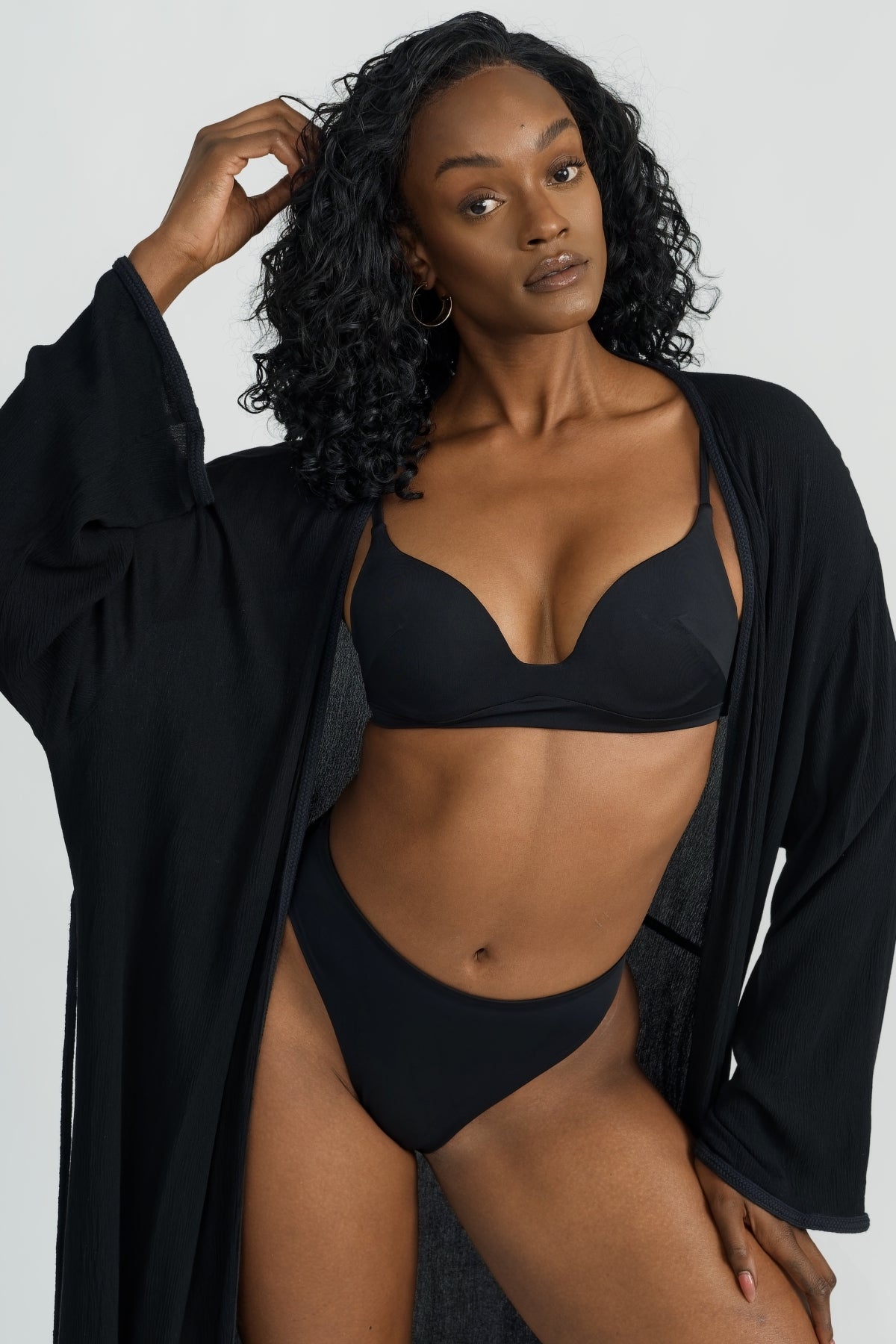 Arlo Robe for Women - Soft & Comfortable Black Bathrobe - Perfect for Spa, Lounge & Relaxation at Home