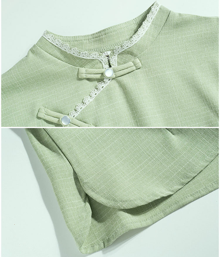 Elegant Green Embroidered Floral Cheongsam Blouse - Vintage Chinese Qipao Top for Women | Perfect for Weddings, Parties & Cultural Events