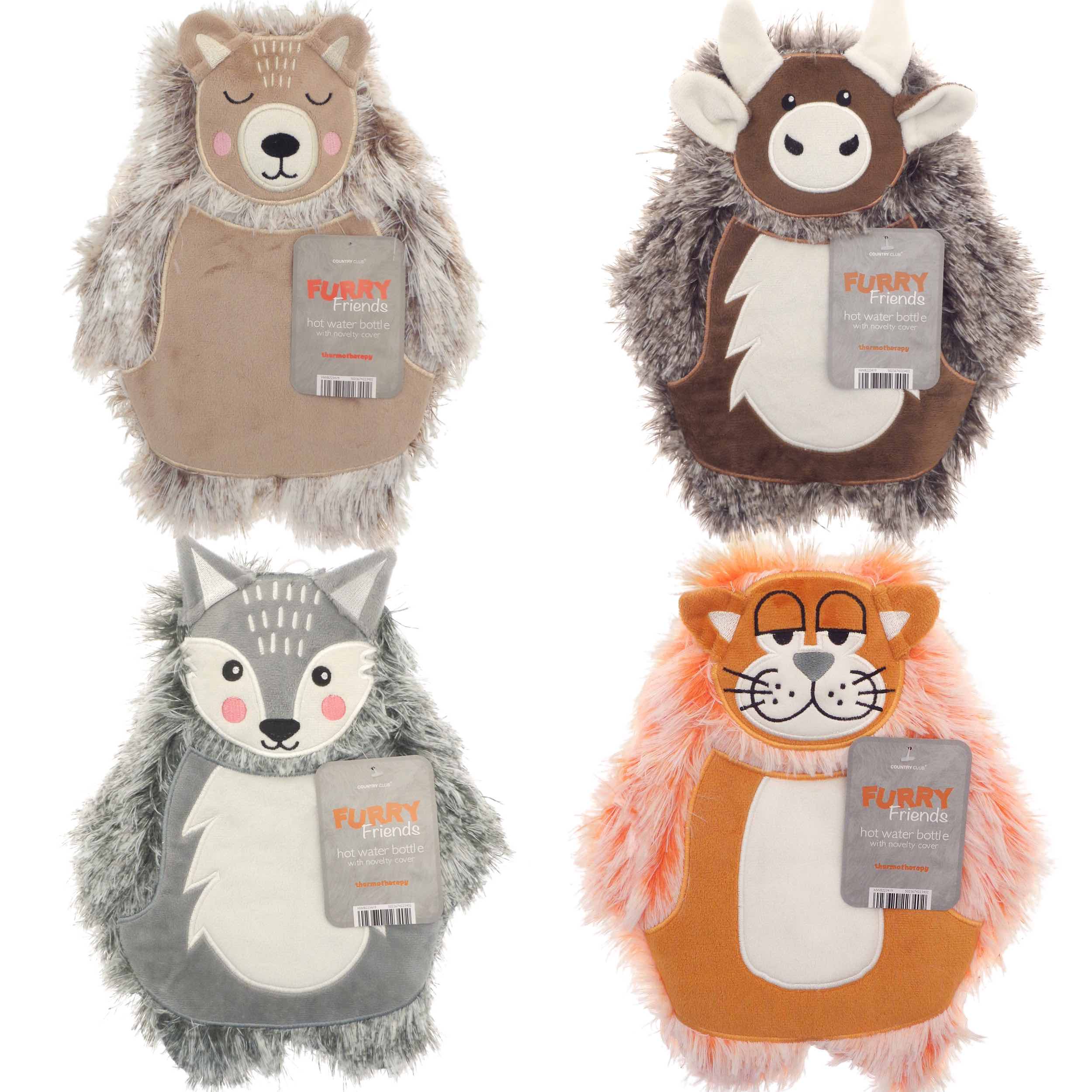 Furry Friends Animal Hot Water Bottle (1L) - Soft & Cozy Heating Pad for Pain Relief, Perfect for Cramps, Back Pain & Winter Warmth - Ideal for Home, Office & Travel Use