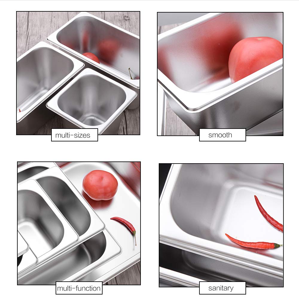 1/2 Gastronorm Pan Stainless Steel Food Container - GN 1/2 Size Deep Edge Baking Sheet Pan with Mirror Finish for Toaster Oven, Jelly Roll, BBQ Grill & Commercial Kitchen Use - Dishwasher Safe Hotel Pan (5.9