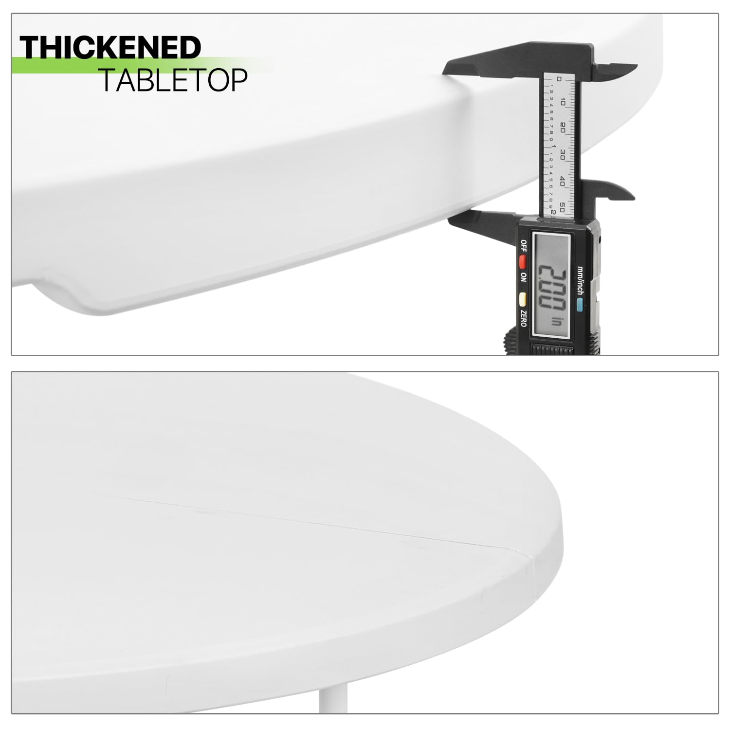 Magshion 60 Inch Round Folding Table - 5 Foot Foldable Plastic Table for Dining, Cards, Parties - Indoor & Outdoor Use - Perfect for Weddings, Events, Picnics & BBQs - White