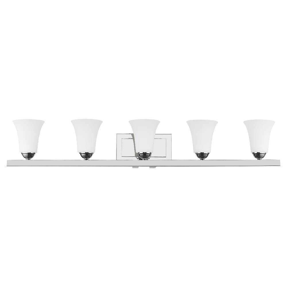 Livex Lighting 6485-05 Transitional 5-Light Bathroom Vanity Light - Polished Chrome Finish, Ridgedale Collection | Perfect for Modern Bathrooms, Powder Rooms & Spa-Like Retreats