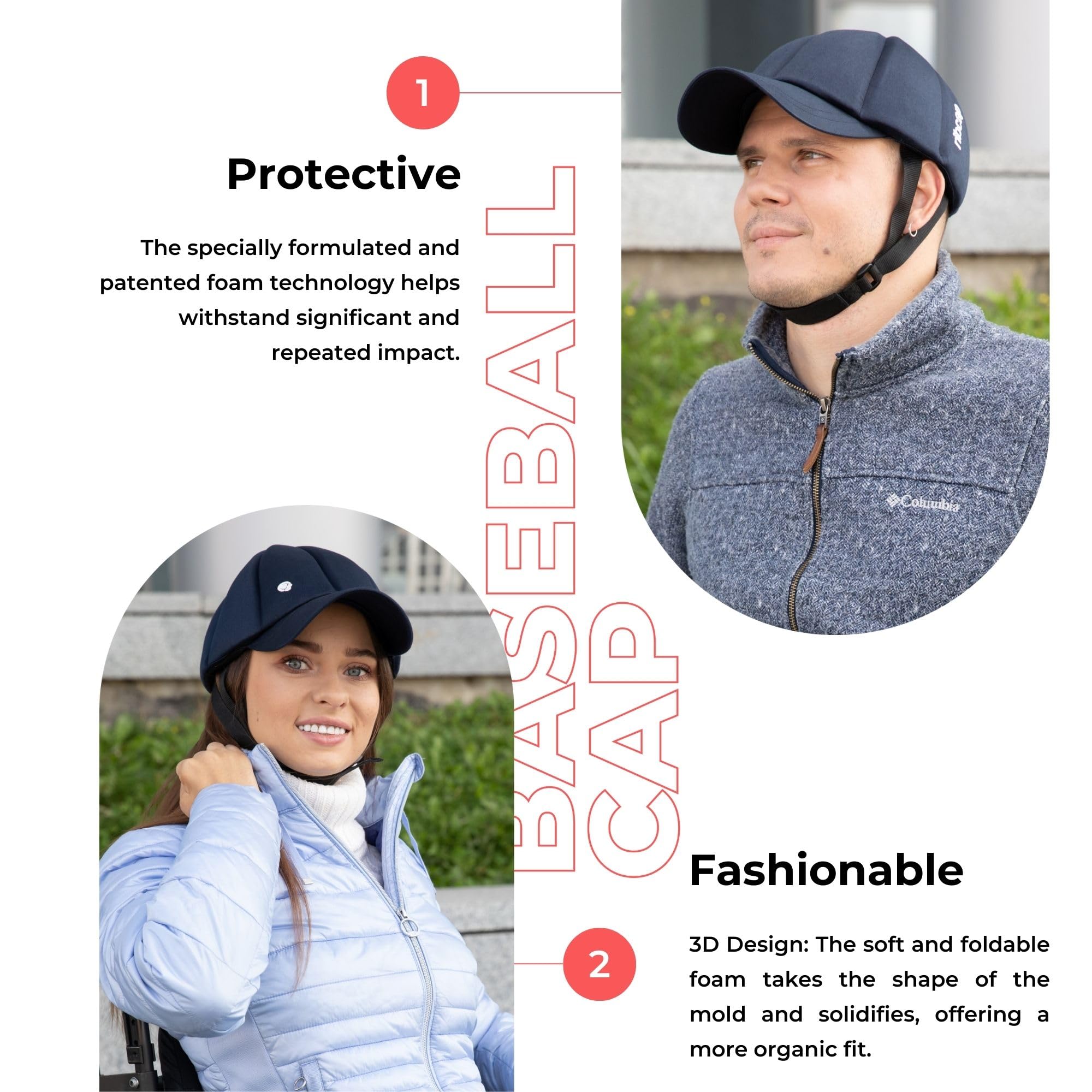 Ribcap Baseball Cap - Medical Grade Protective Helmet with Adjustable Chin Strap | Navy Blue | Size L-XL | Perfect for Chemotherapy, Radiation & Outdoor Activities