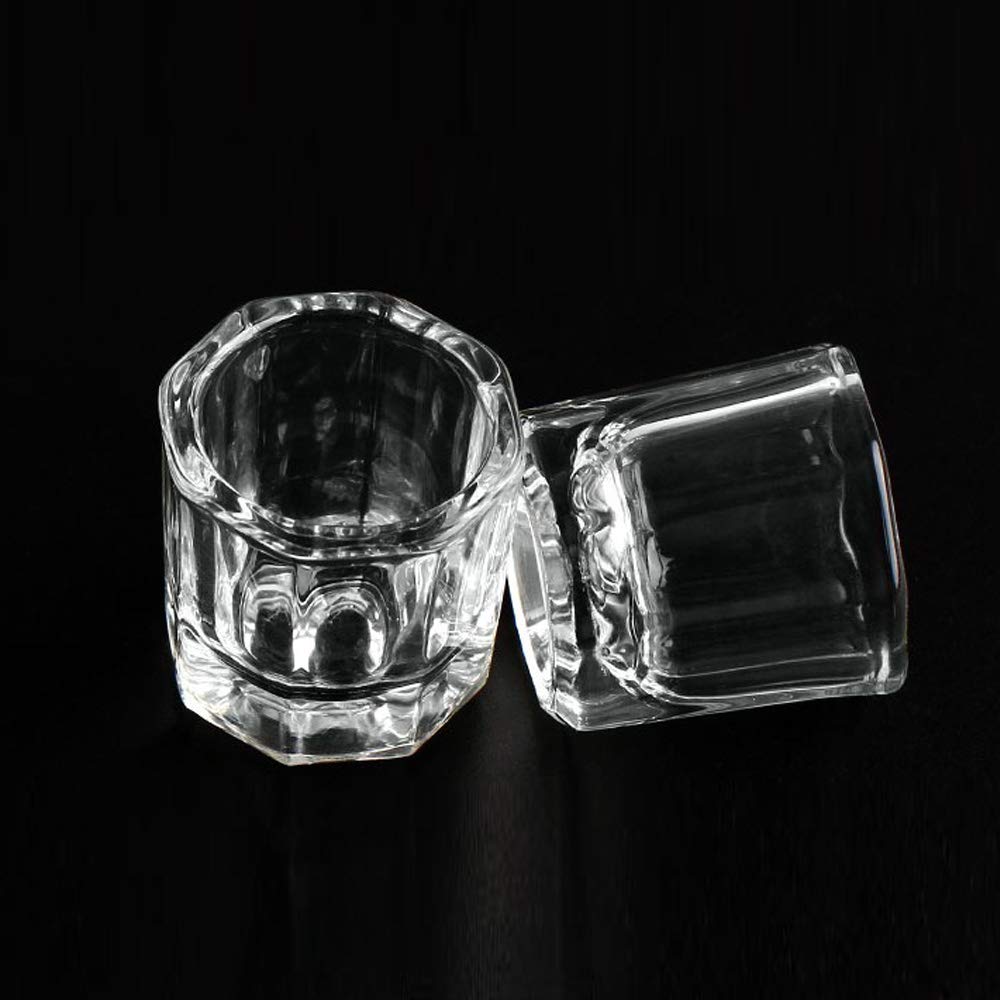 Aruza 2 Pack Glass Nail Dappen Dish - Crystal Nail Art Cup for Acrylic, Gel Polish & Dip Powder - Perfect for DIY Manicure & Professional Salon Use